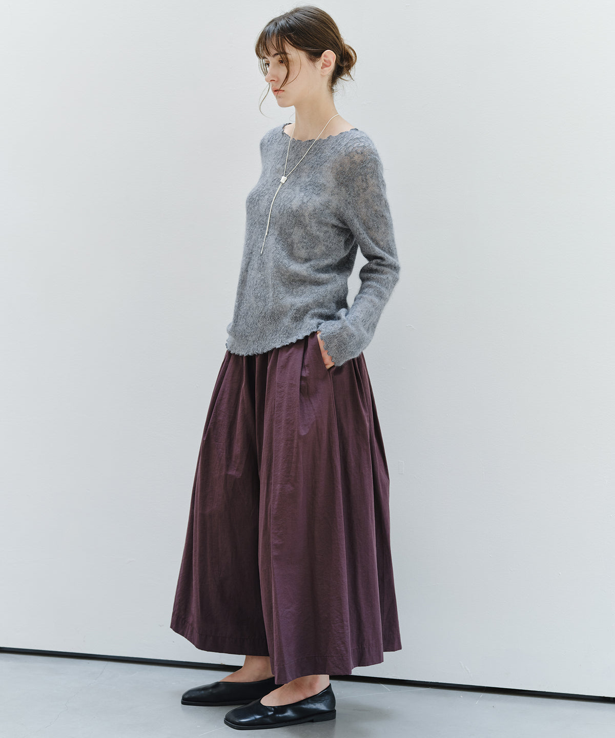 「9月下旬出荷予定」Matte Tuck Wide Skants