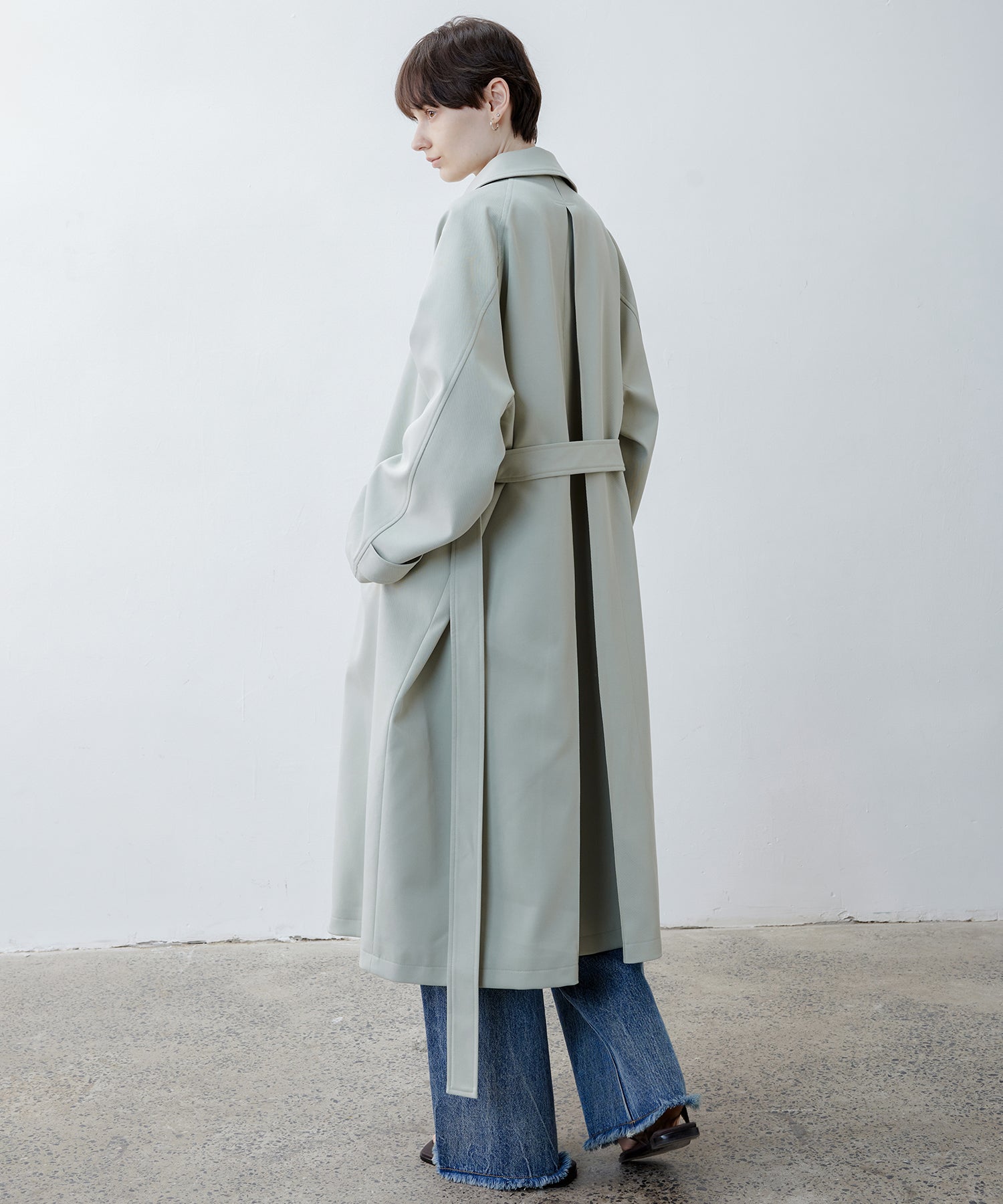 Oversized Raglan Sleeve Long Coat with Belt