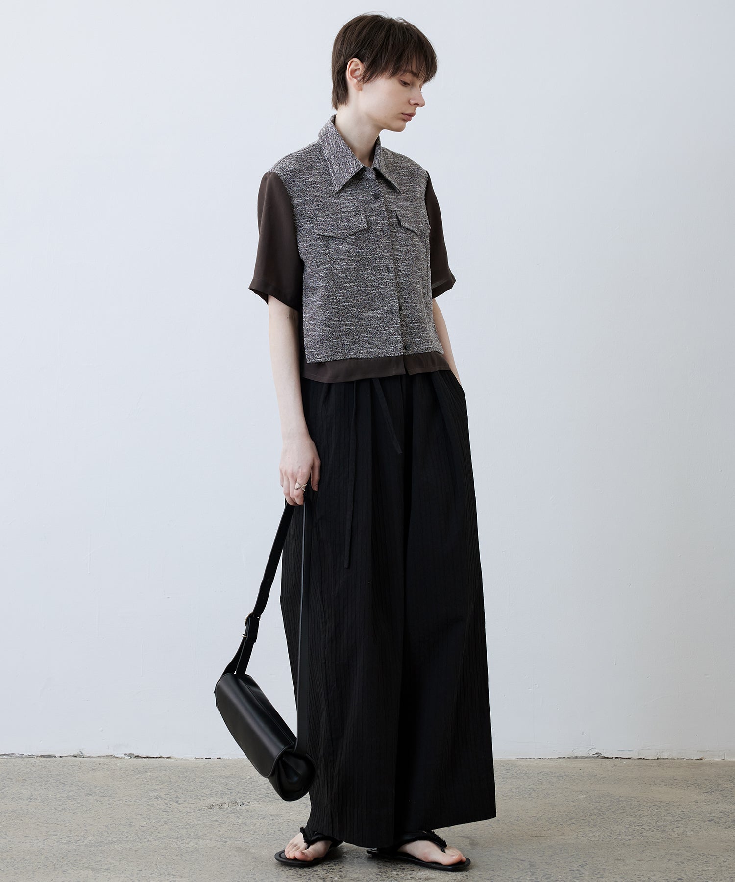 Textured Combo Cropped Shirt