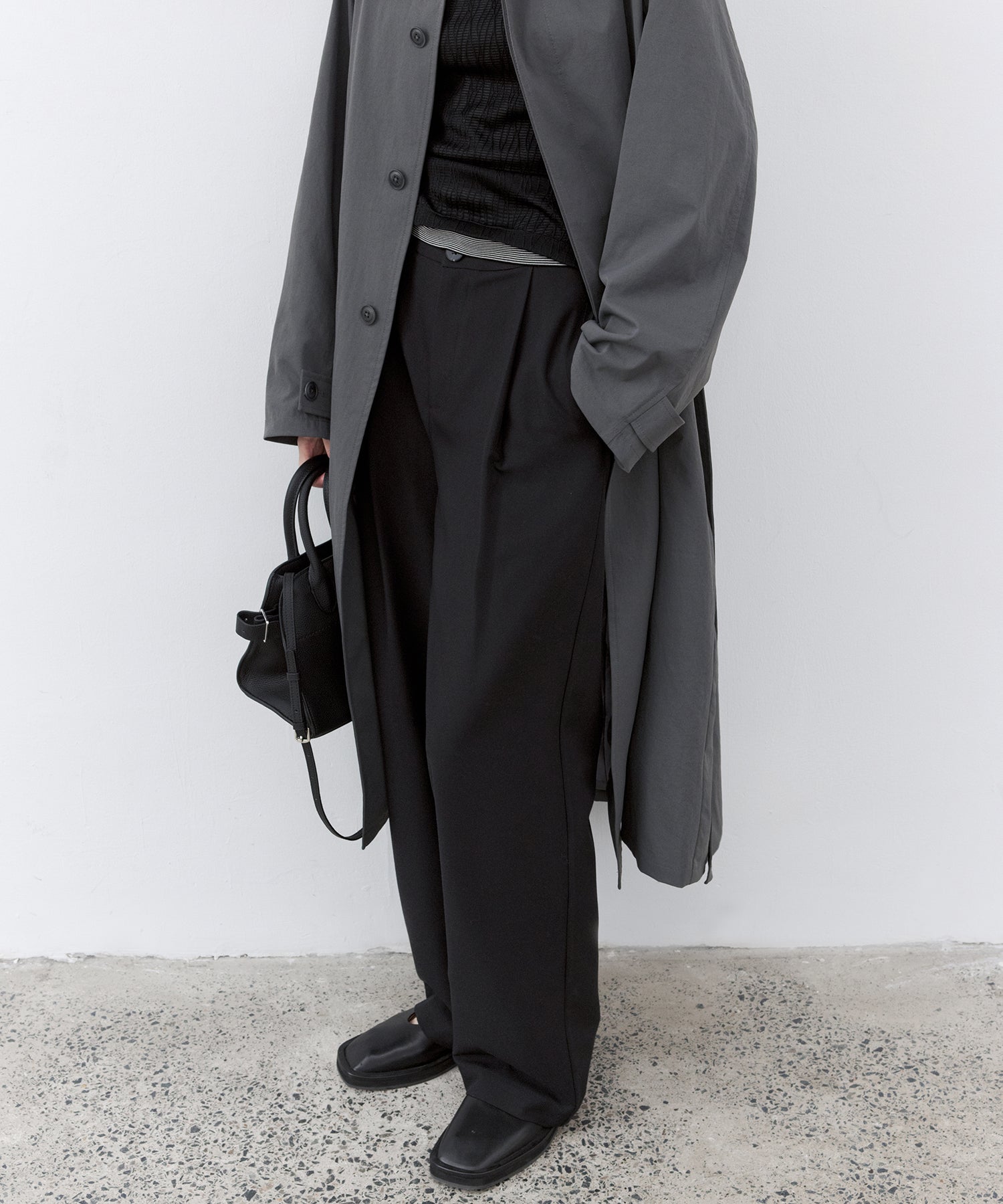 Draped Wide-Leg Tailored Pants