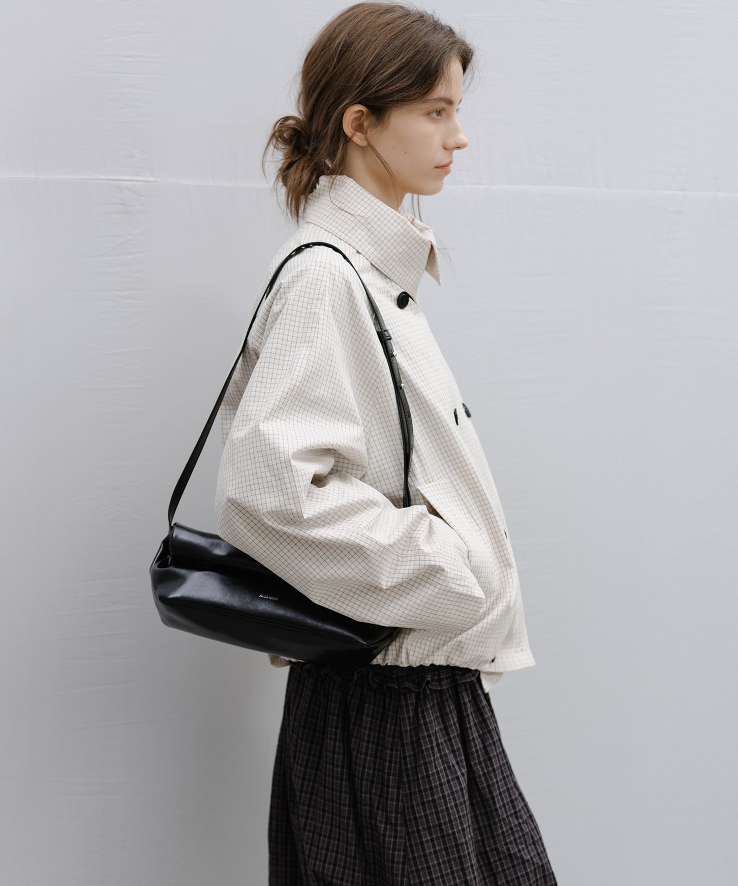 「2월 하순~3월 상순 출하」Double-Breasted Check Cropped Jacket