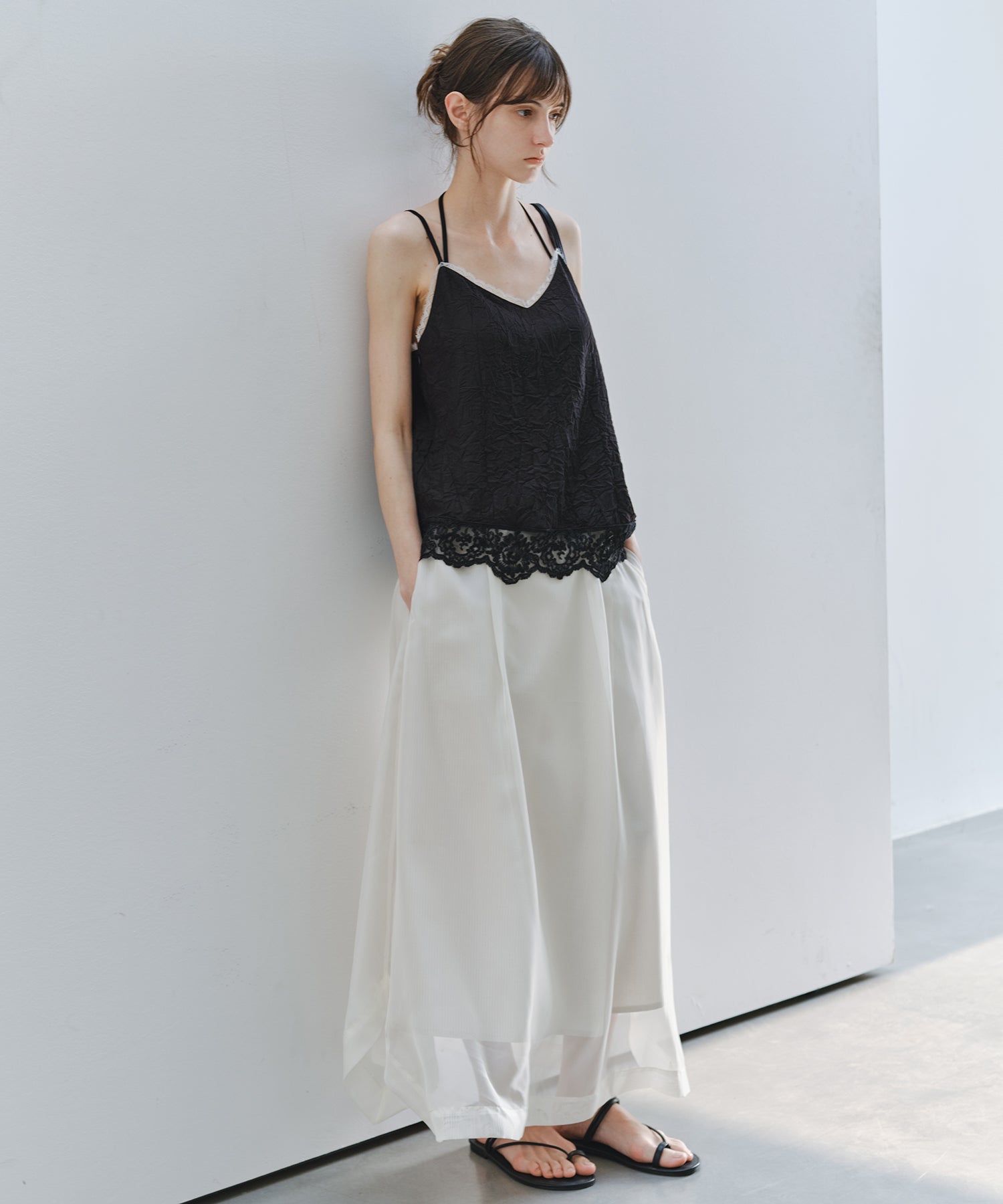 Crinkled Satin Lace Camisole