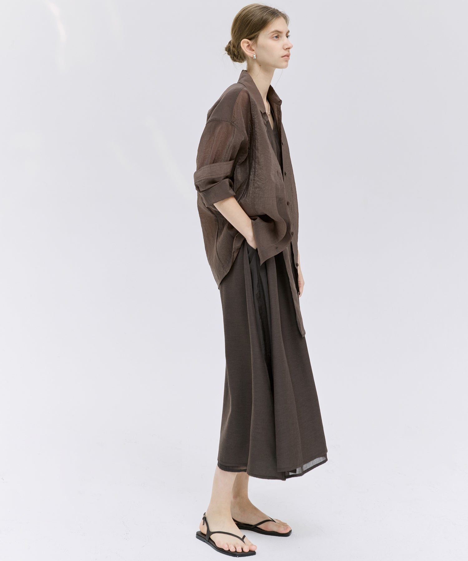 Acetate-Blend V-Neck Ribbon Detail Sleeveless Dress