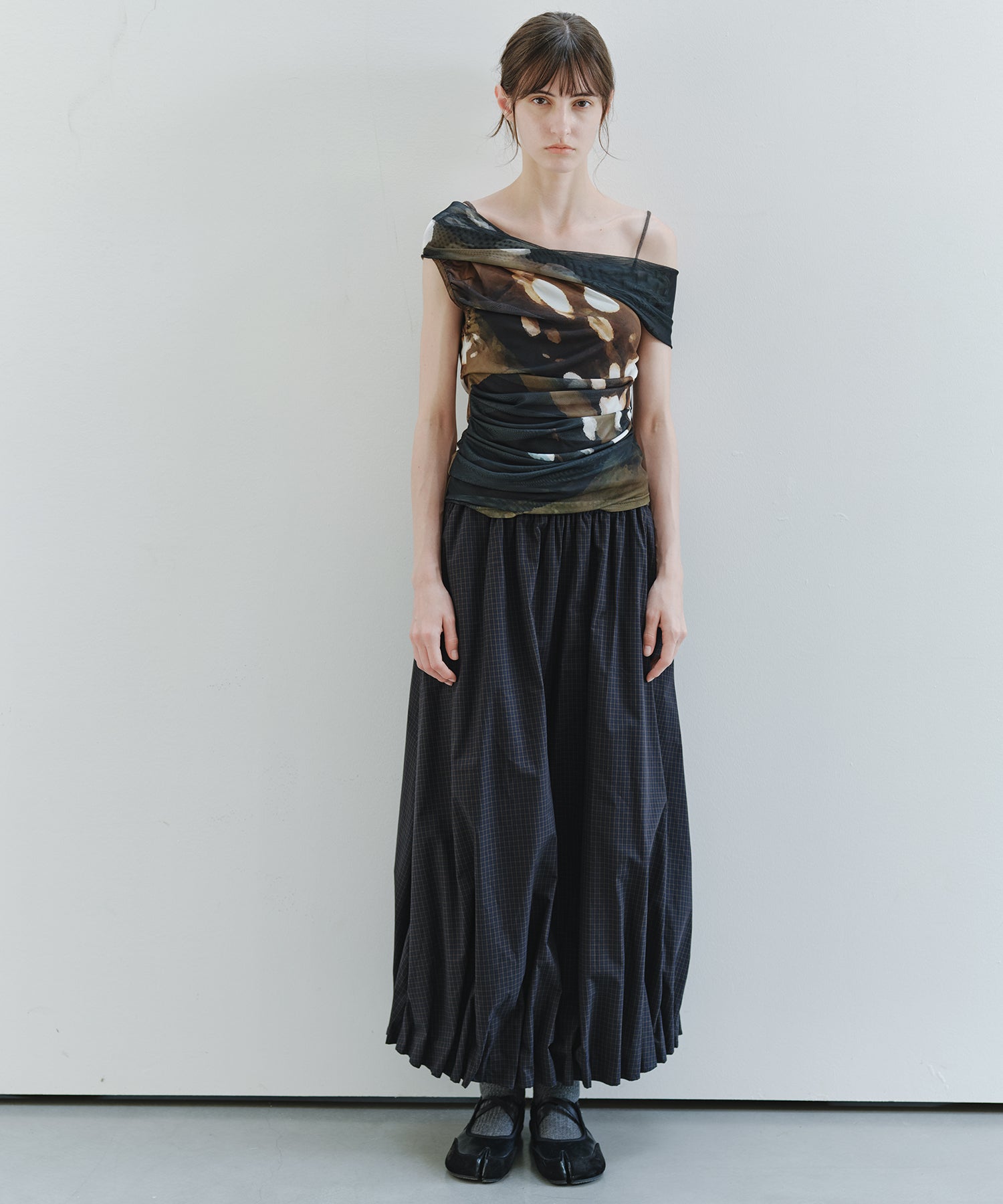 「7月上旬～中旬出荷」Tucked Balloon Hem Maxi Skirt