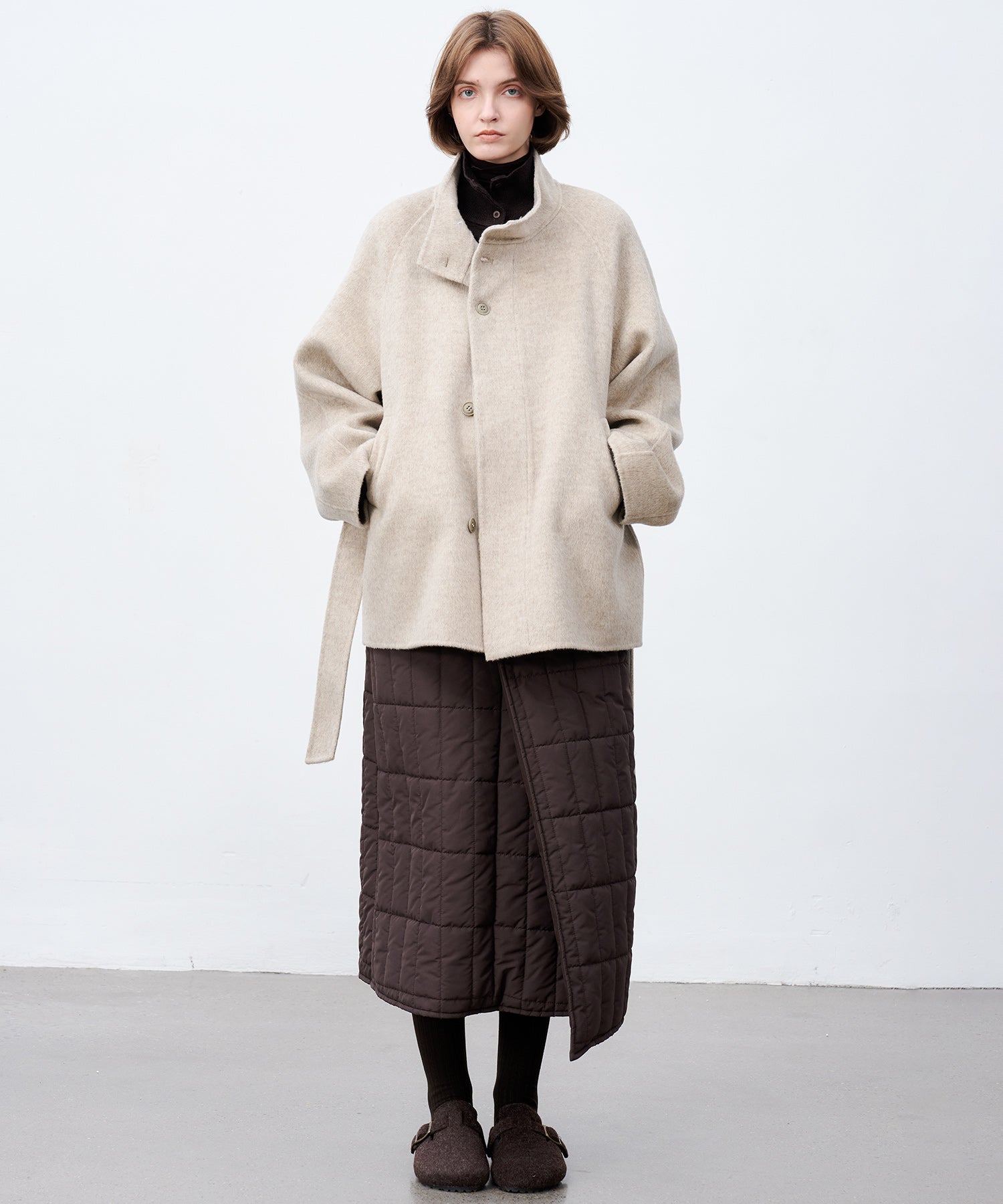 Wool Stand Collar Short Coat