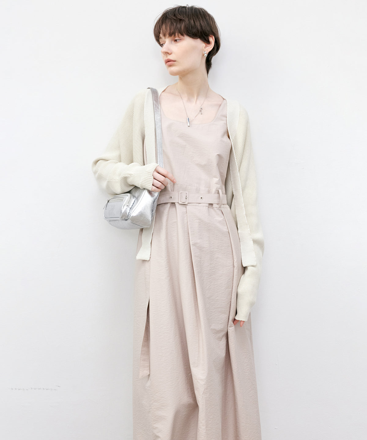 Square Neck Belted Flare Dress