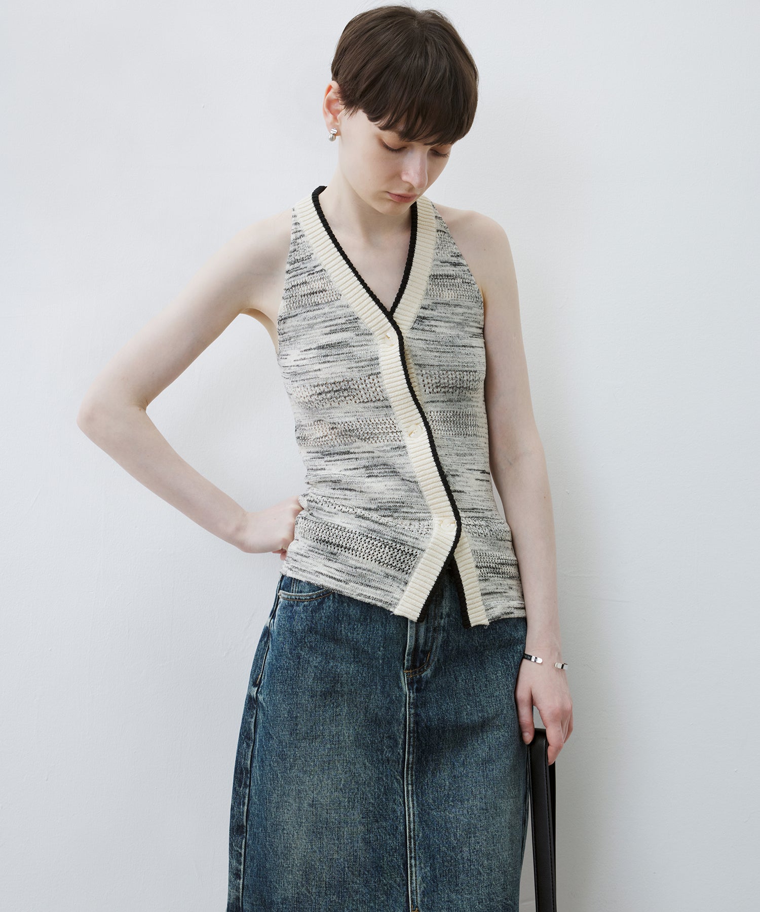 Melange Halter Knit Top