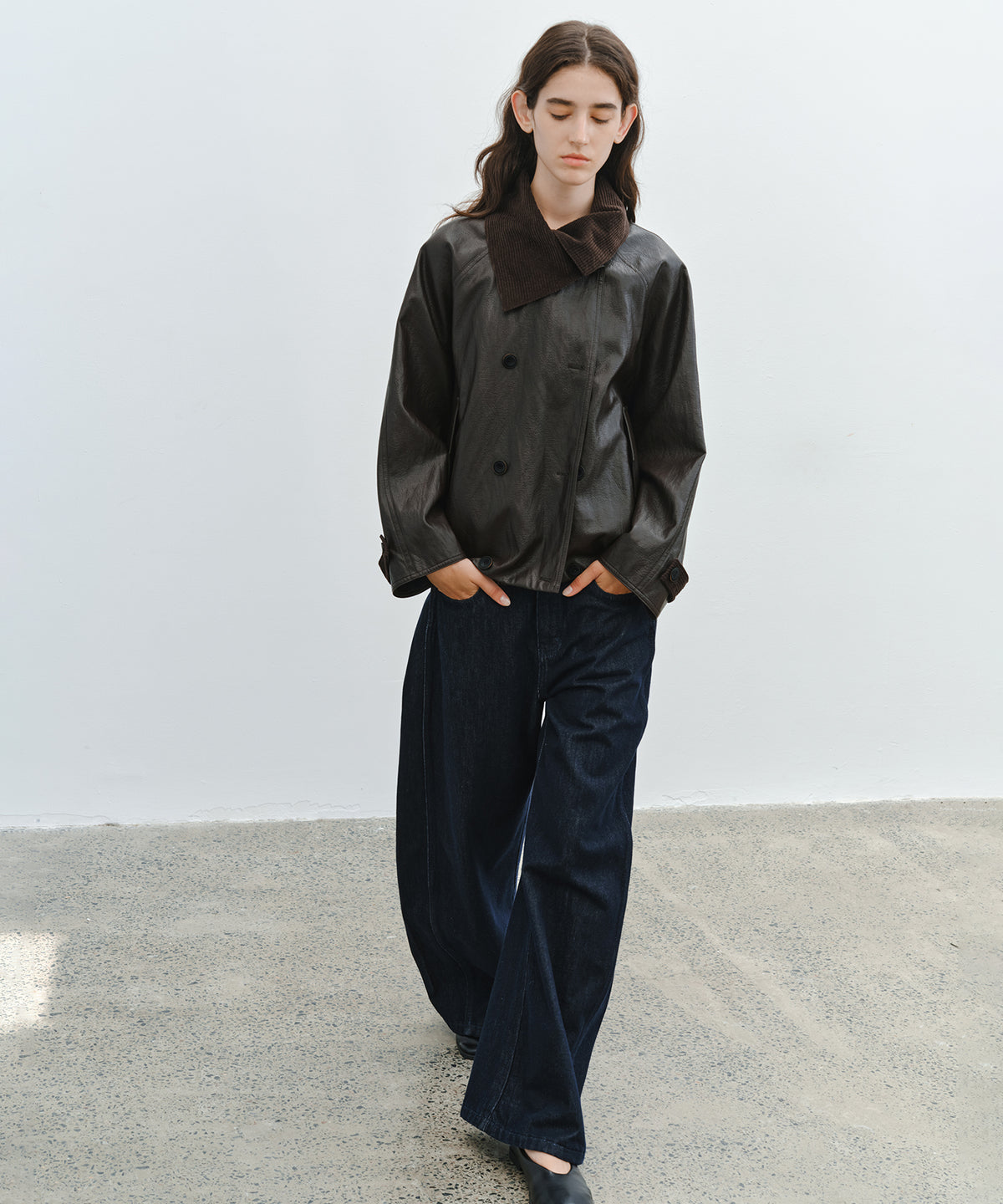「10月下旬出荷予定」Side-Seam Detail Wide Denim Pants