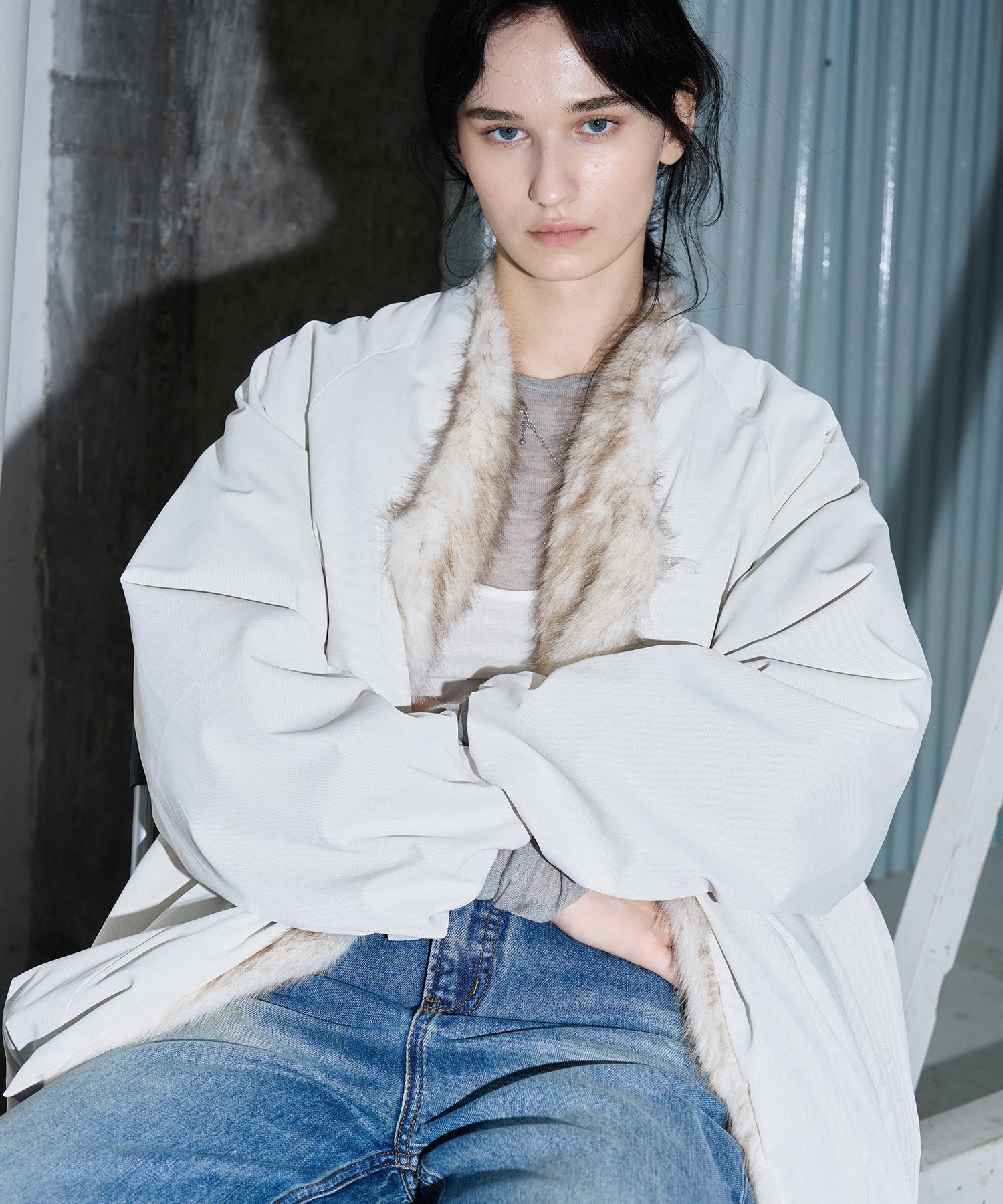 Faux Fur Collar Balloon Down Jacket