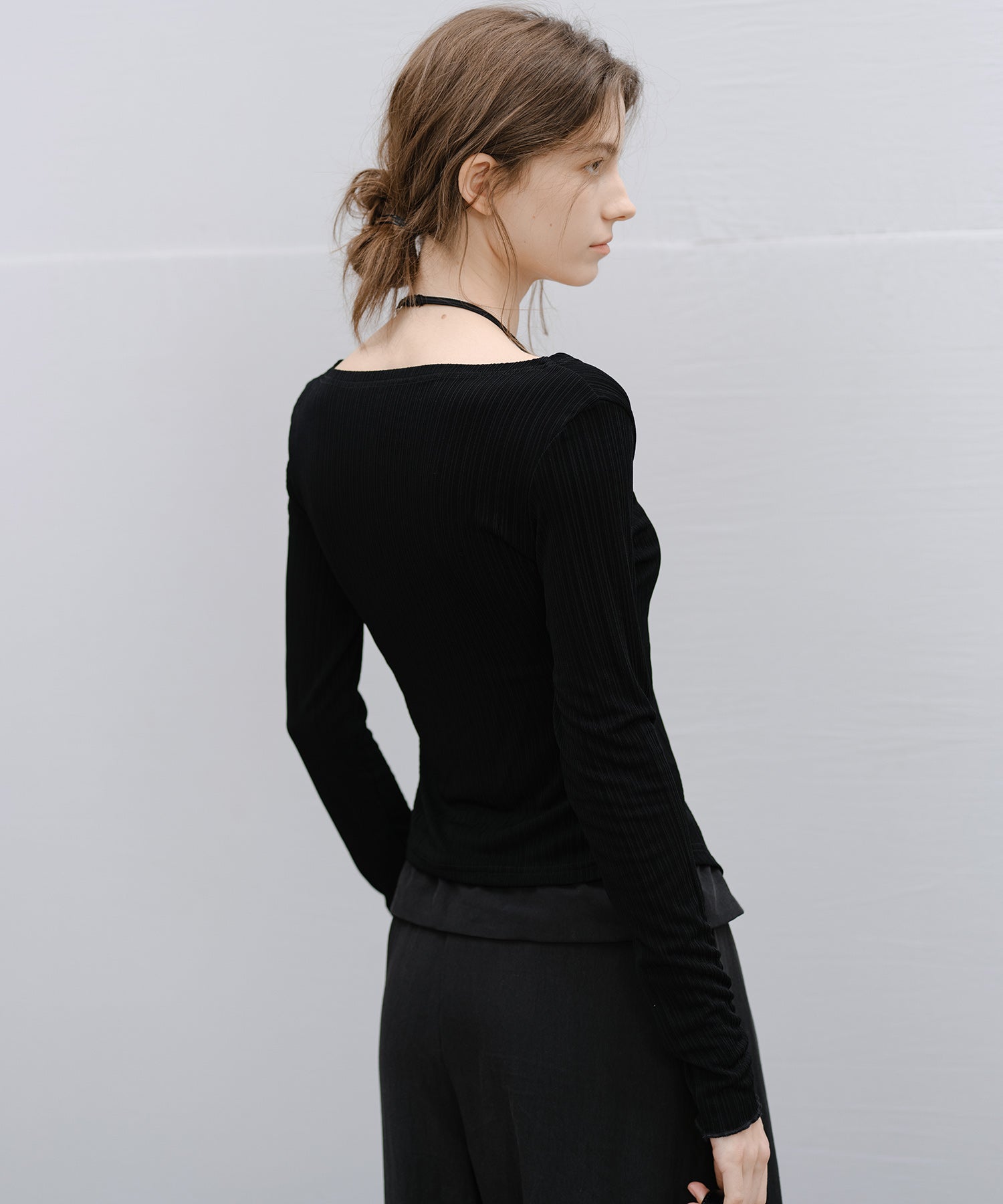 "Shipping from late February to early March" Wrap Neck Asymmetric Hem Top