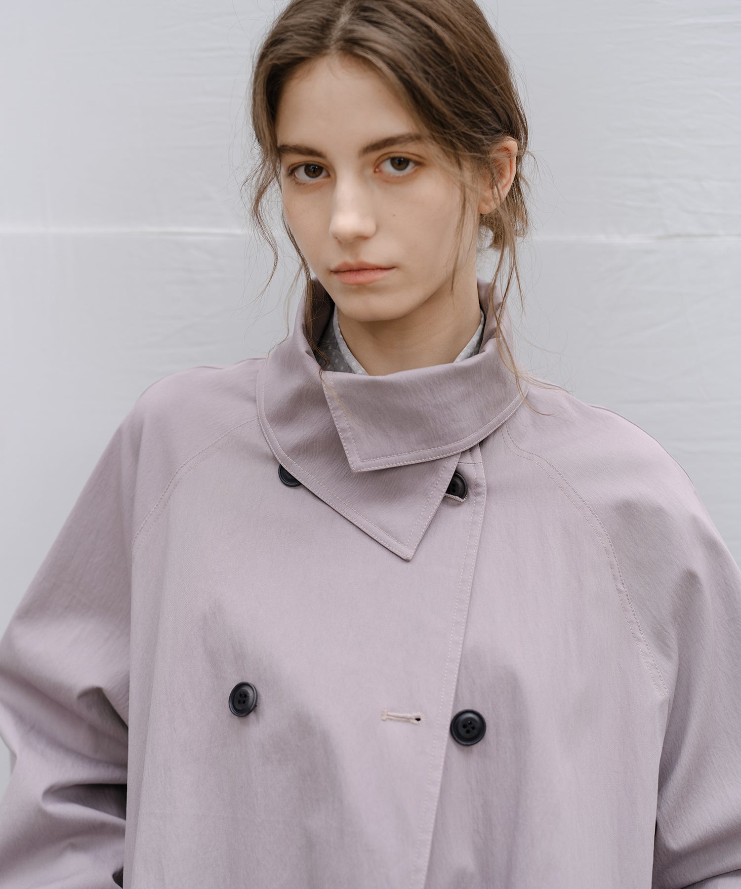 Wrap Collar Belted Long Trench Coat