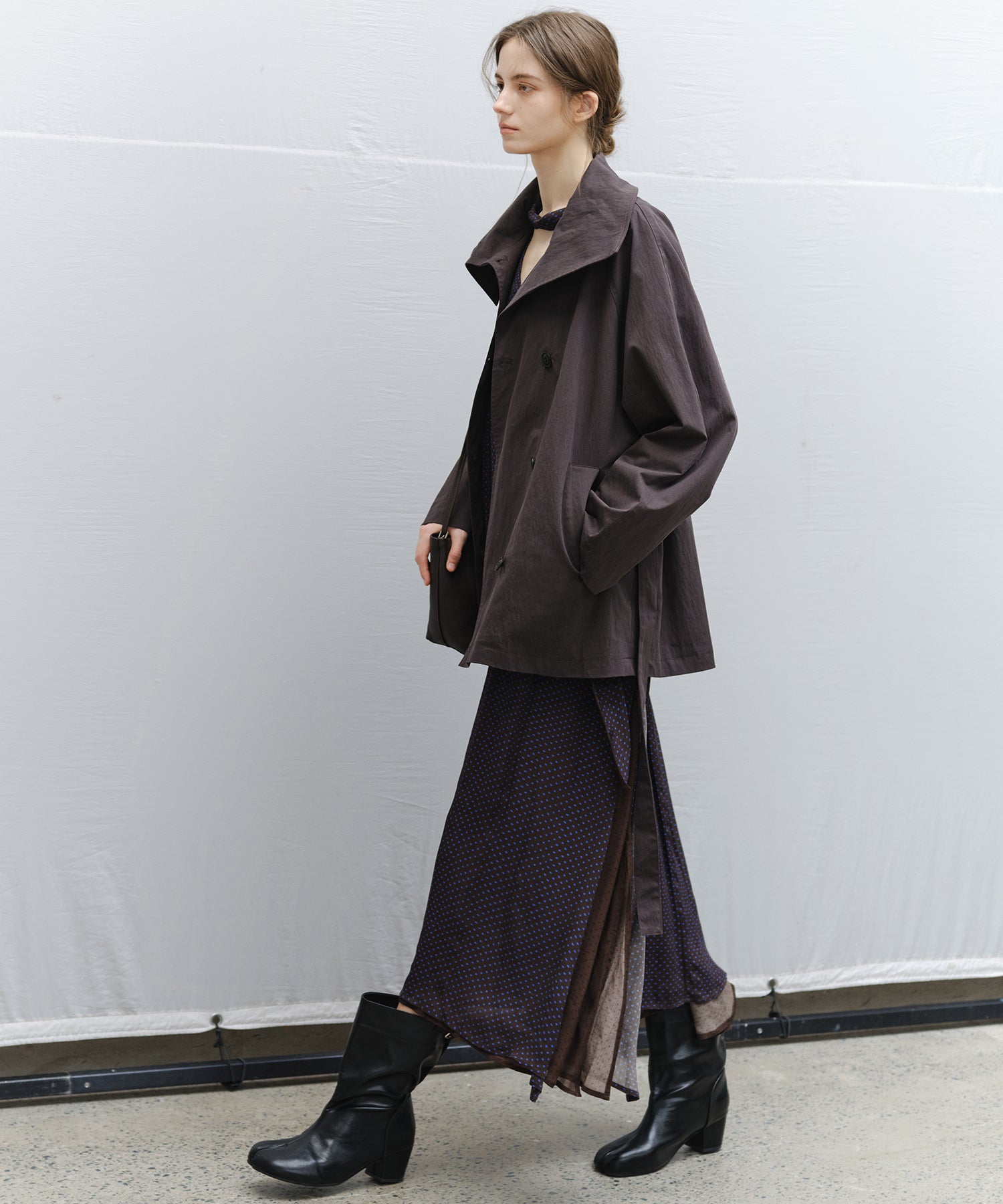 Wrap Collar Belted Cropped Trench Jacket