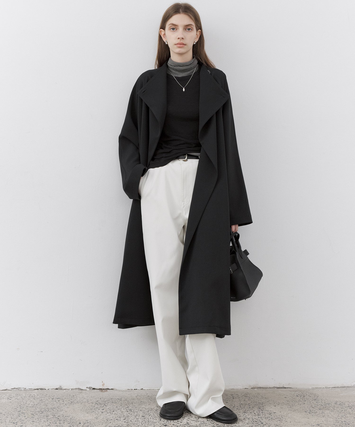 Asymmetric Collar Raglan Sleeve Long Coat