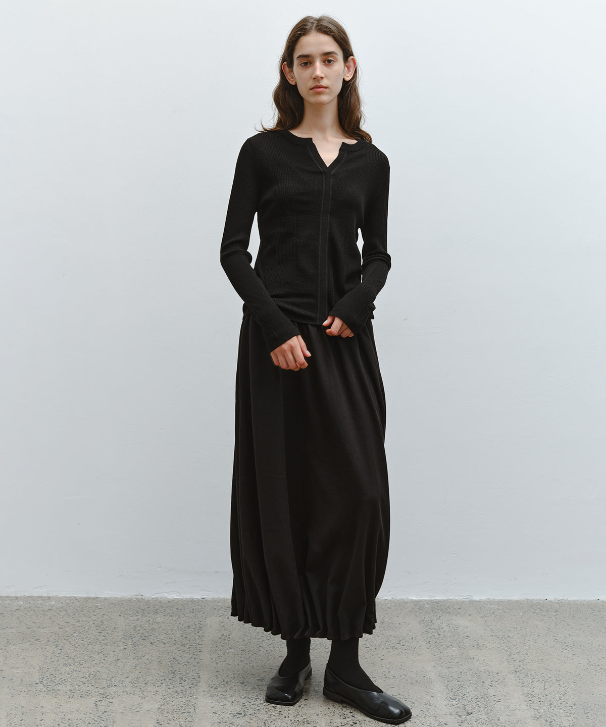 「10月下旬出荷予定」Wool-Like Balloon Flare Skirt