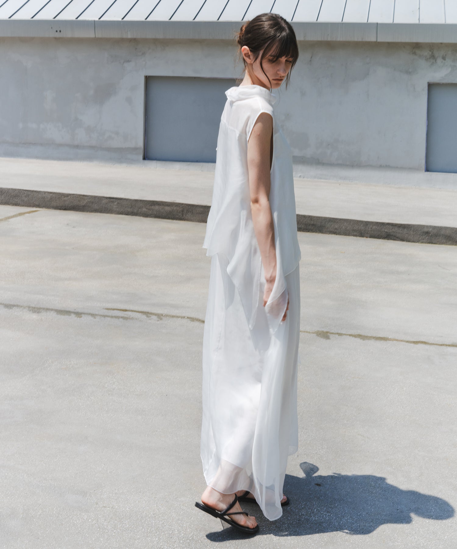「7月中旬～下旬出荷」Sheer Draped Scarf Dress