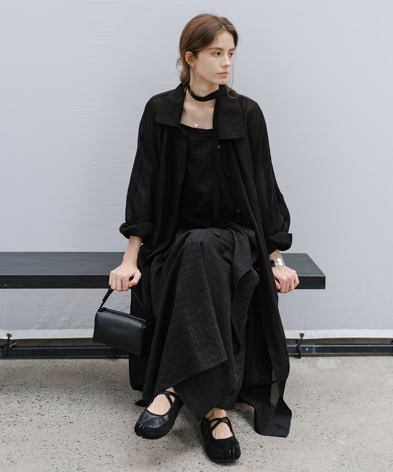 Silk Blend Sheer Long Coat