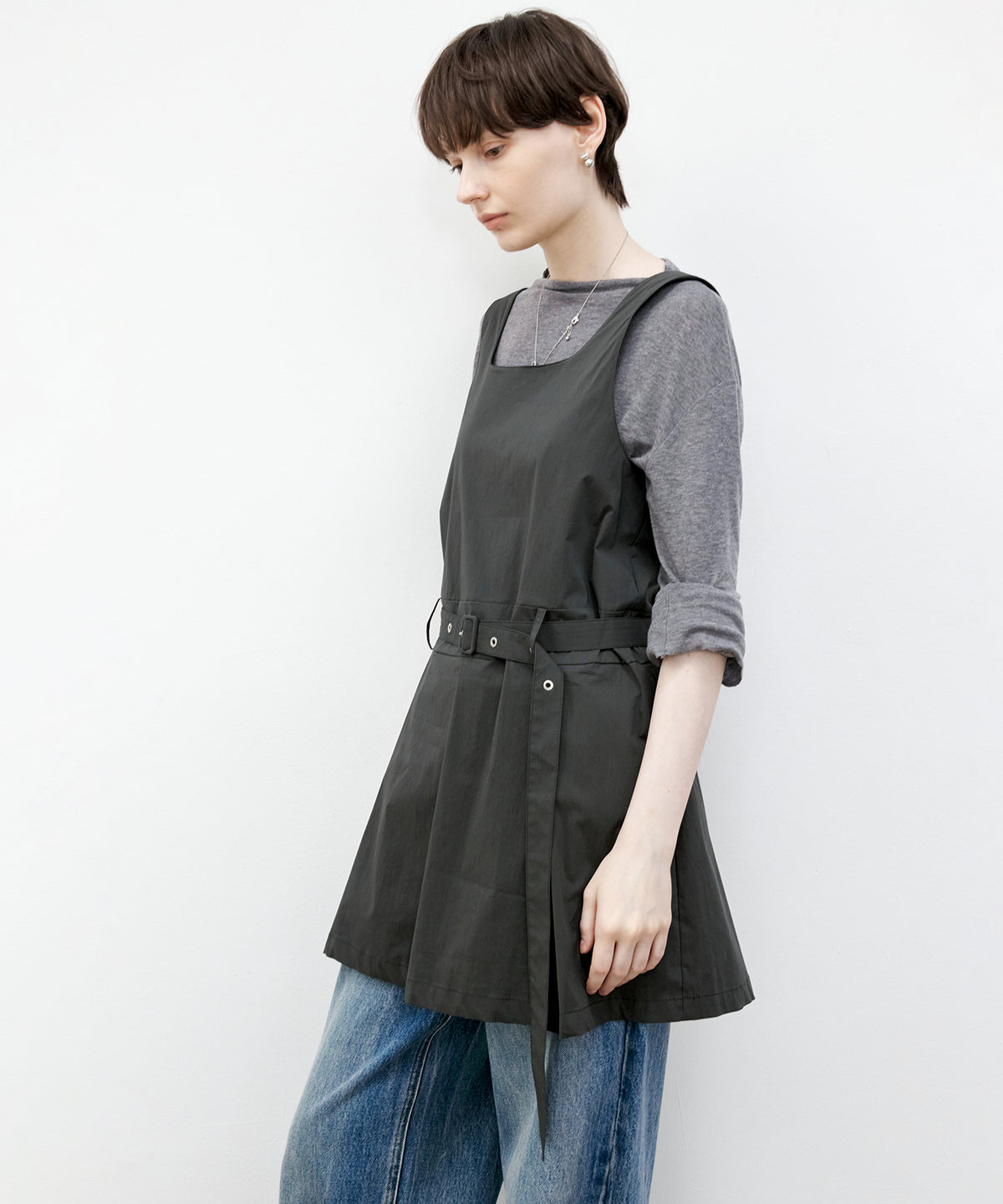 Belted Pleated Mini Dress