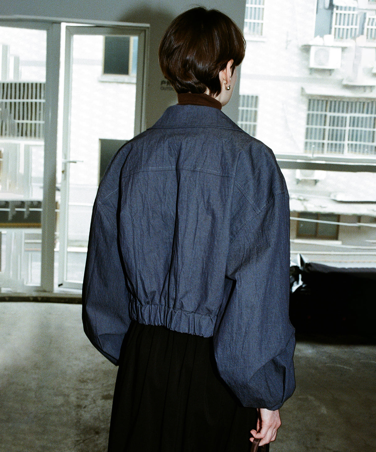 Balloon Sleeve Cropped Blouson