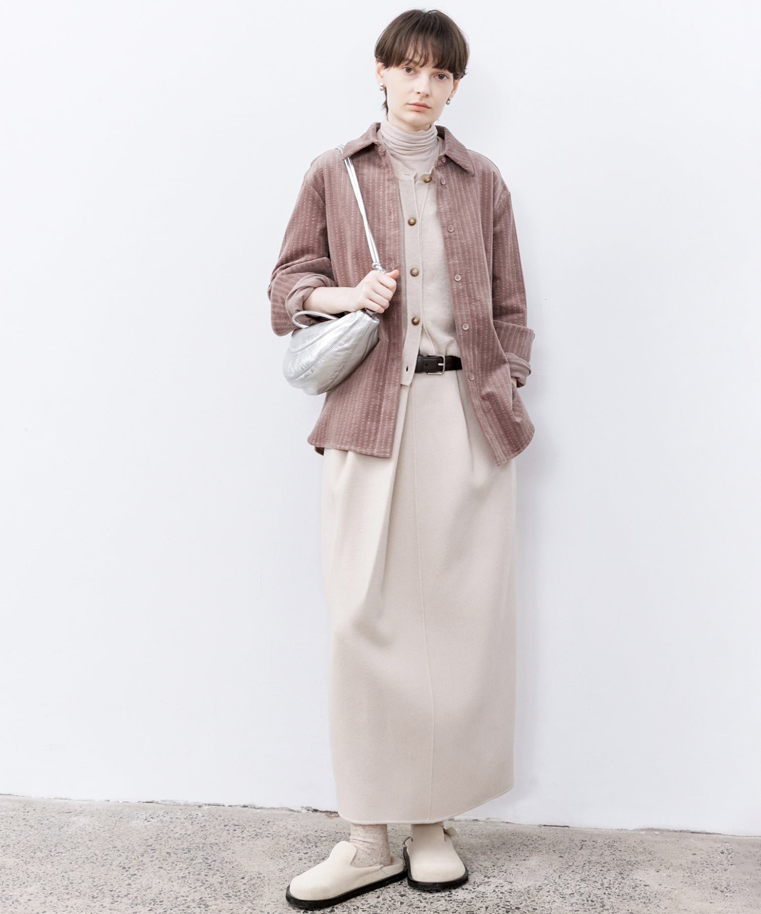 Wool Twill Skirt with Gathered Detail & Bubble Silhouette