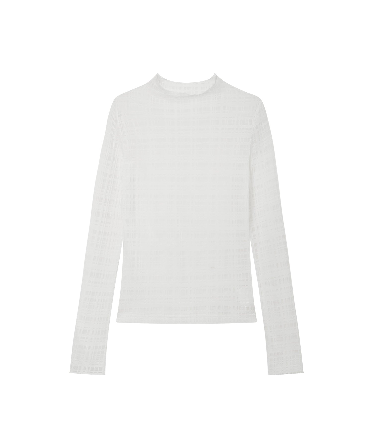 "Shipping from early to mid-March" Check Pattern Sheer Mesh Long Sleeve Top