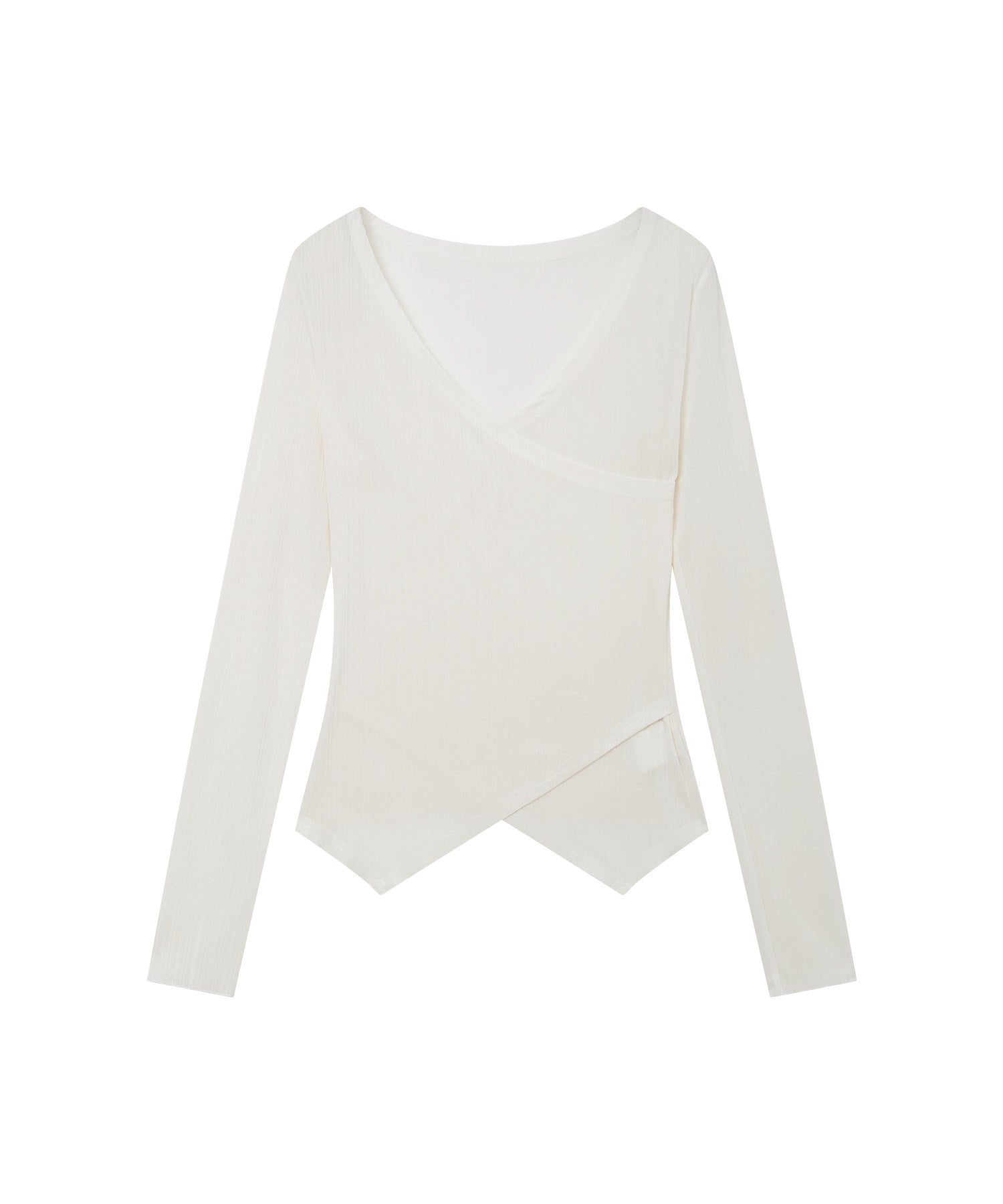 "Shipping from late February to early March" Wrap Neck Asymmetric Hem Top