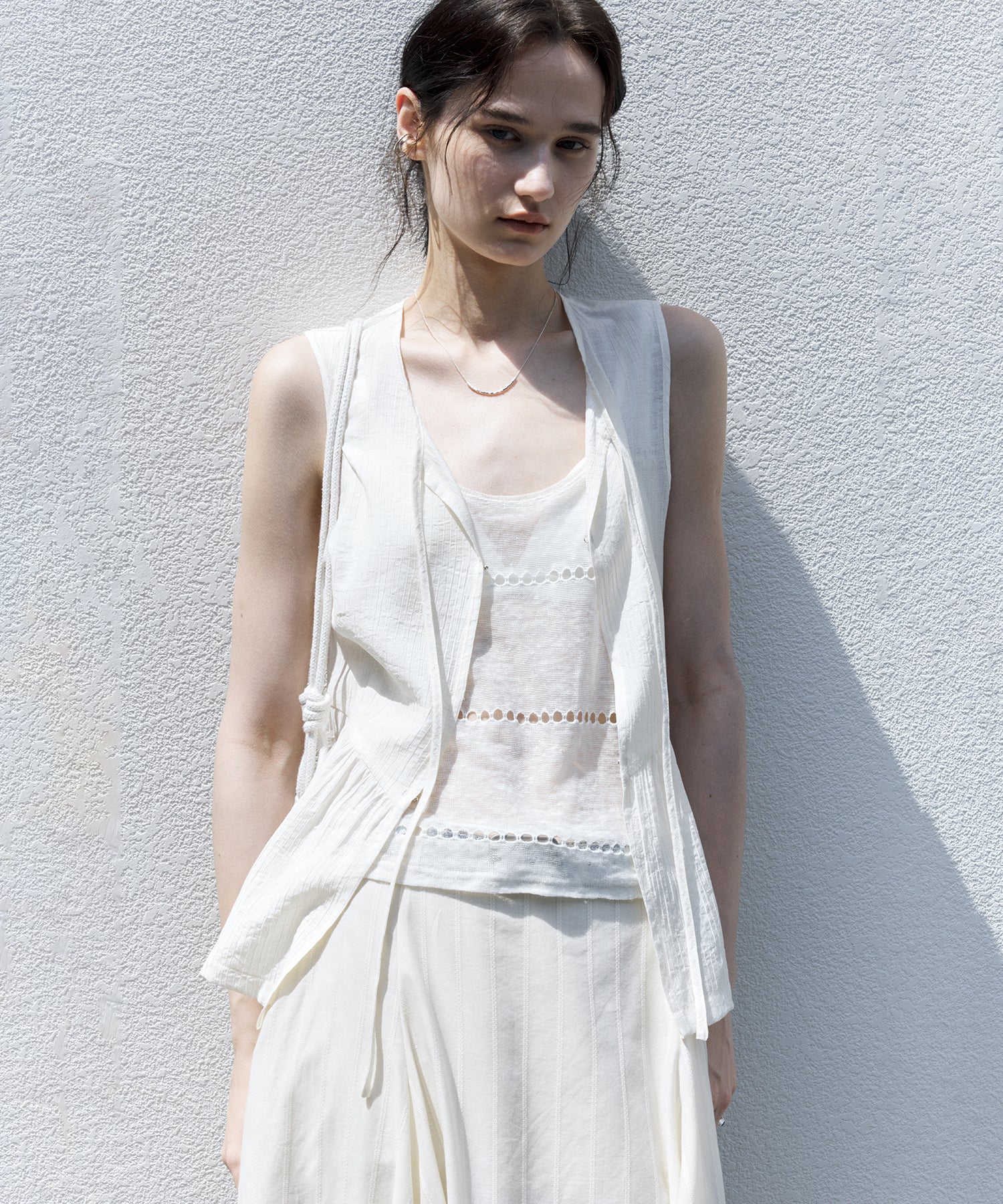 Flowy Tie Design Vest – Layered Look Summer Blouse