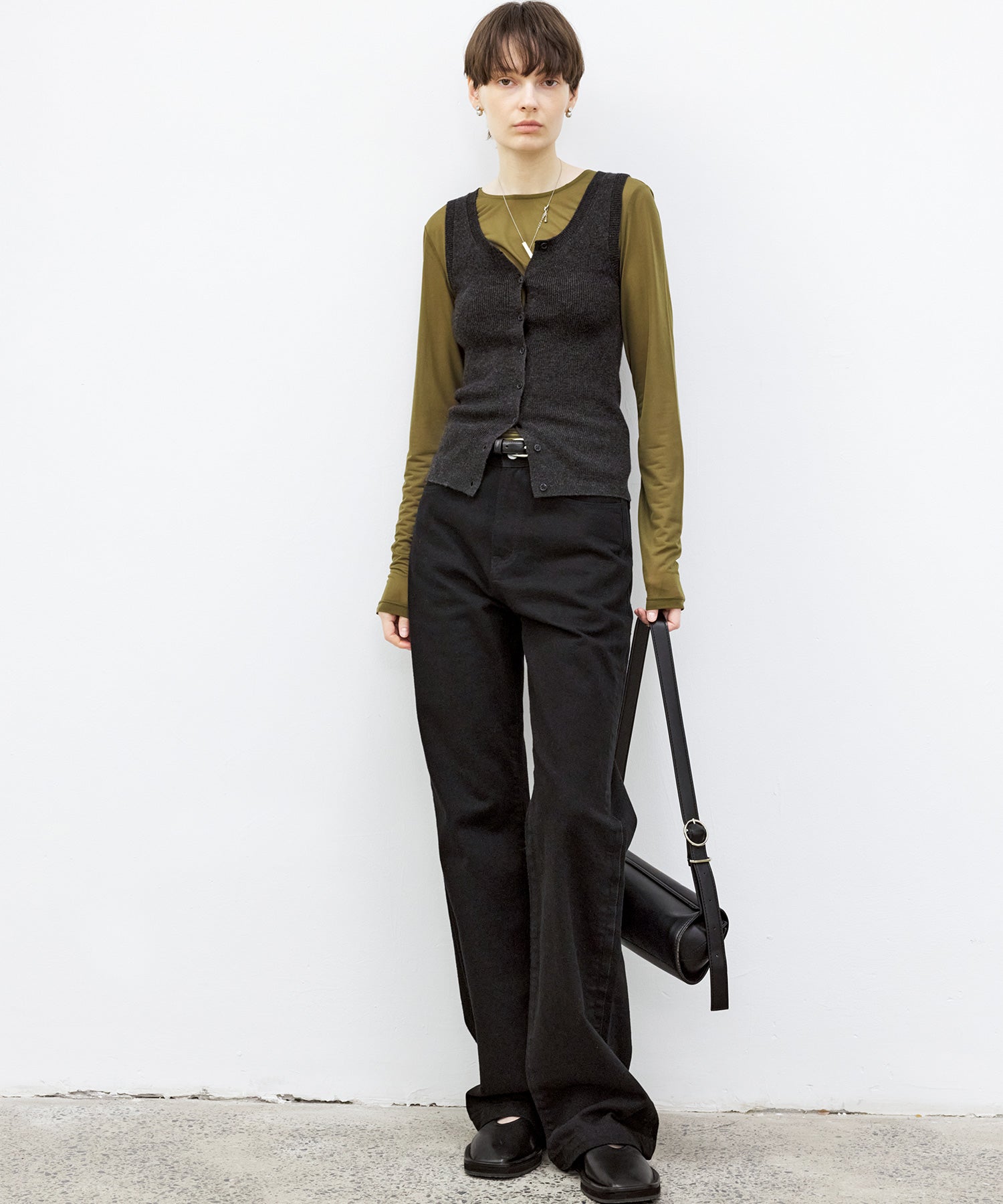 Front Button Soft Wool-Blend Knit Vest