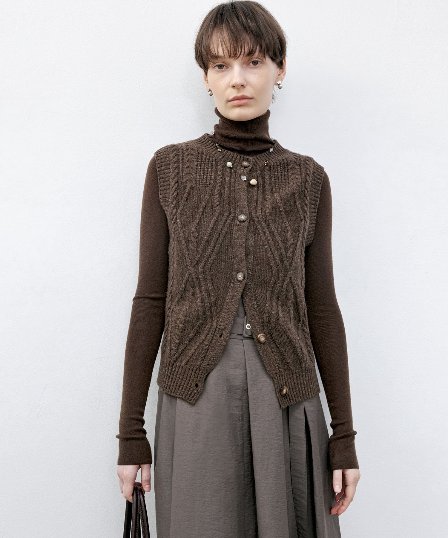 Contrast Panel Turtleneck Top