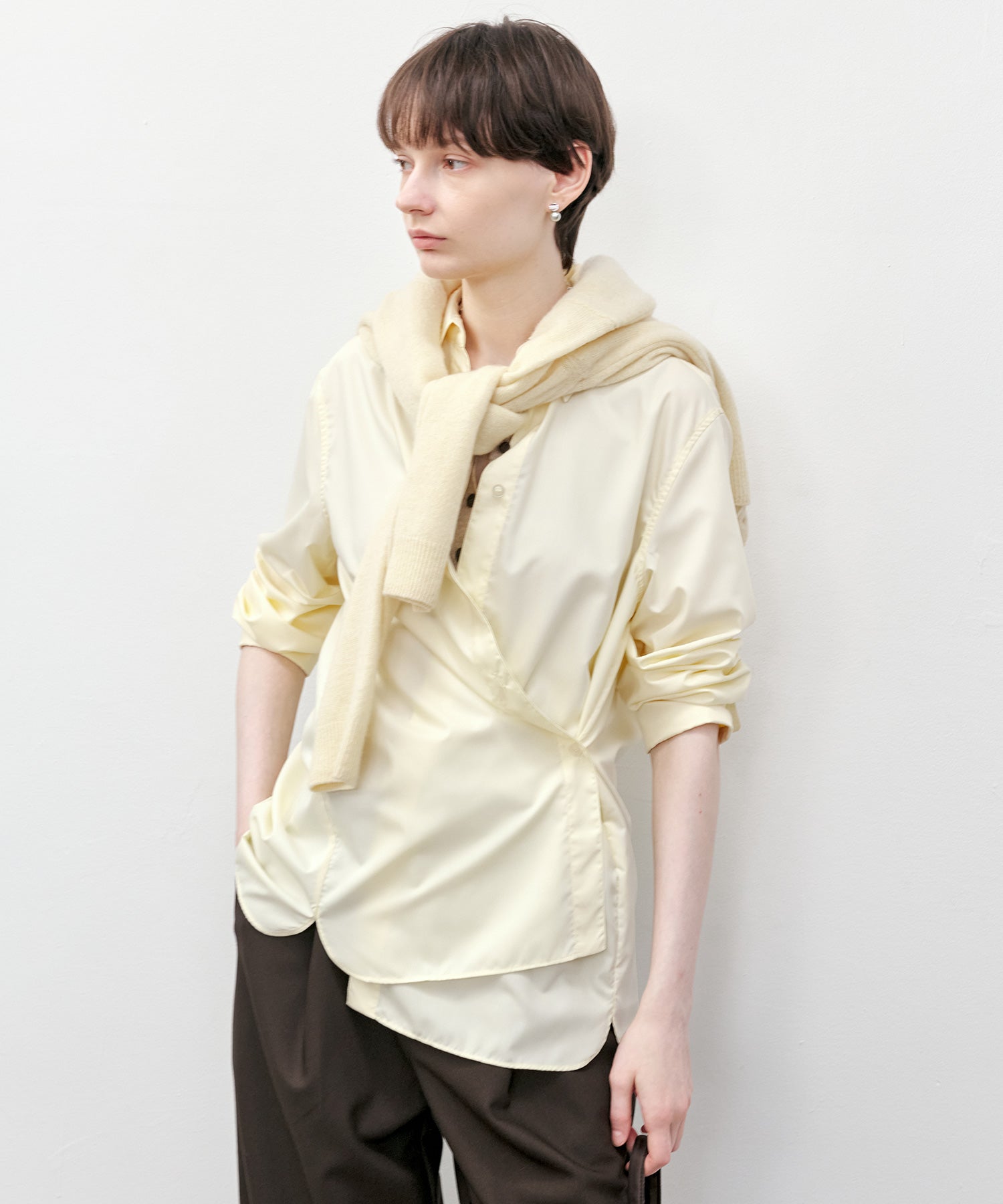 Cross-Front Button 2-Way Shirt