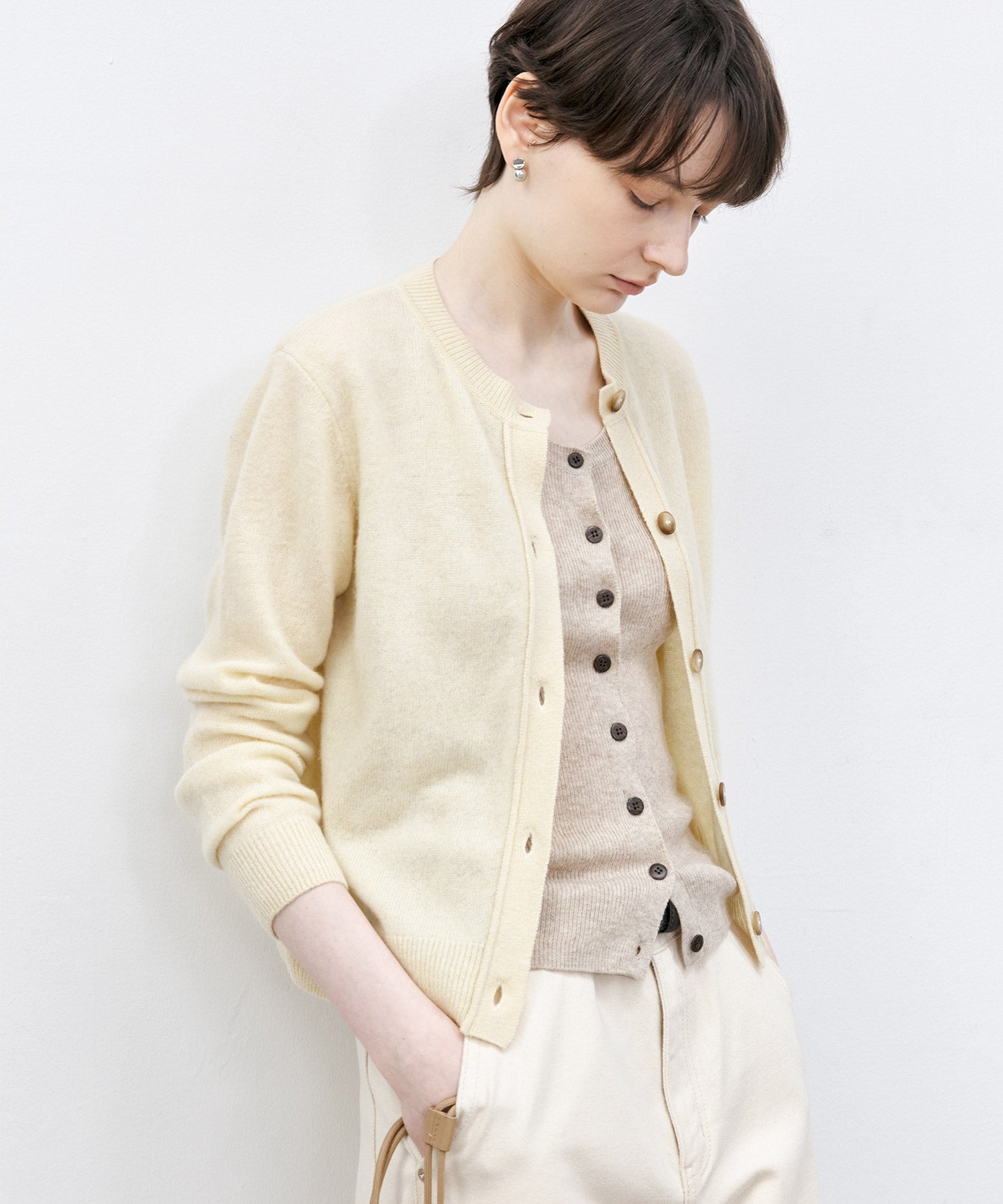 Front Button Soft Wool-Blend Knit Vest