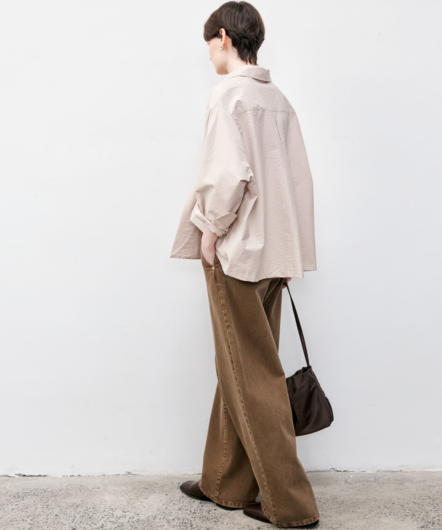 Basic Narrow Straight Brown Denim Pants