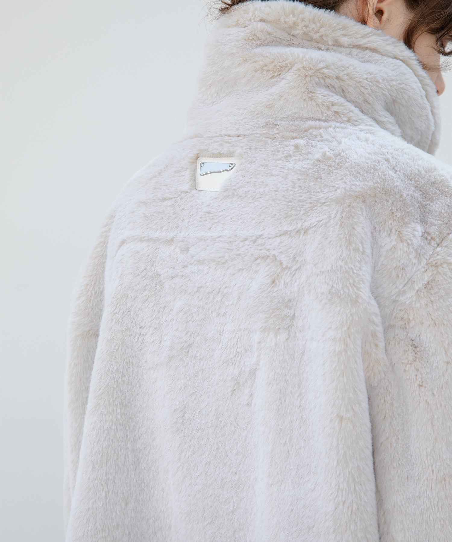 High Neck Short Duffle Coat with Faux Fur Trim