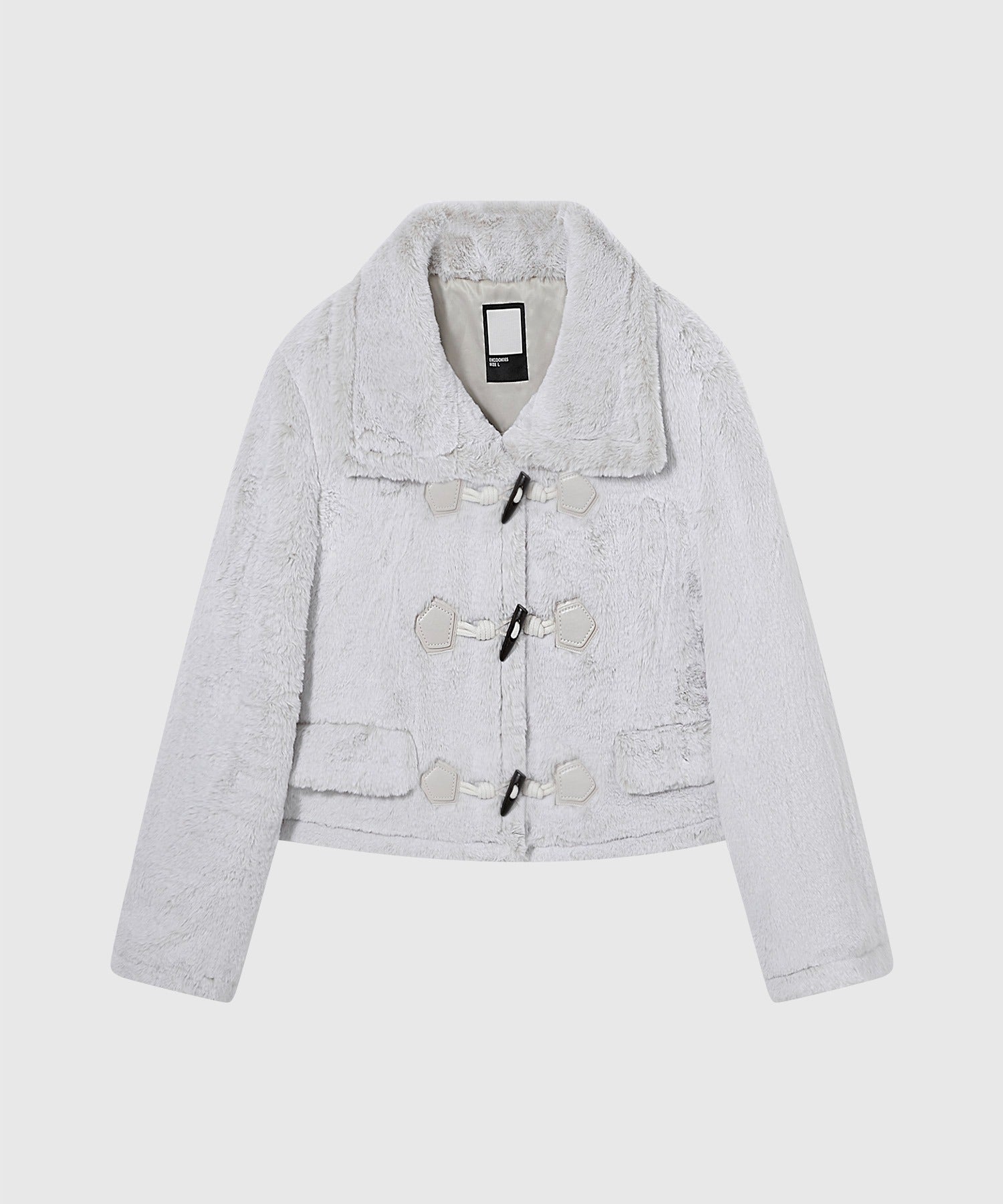 High Neck Short Duffle Coat with Faux Fur Trim