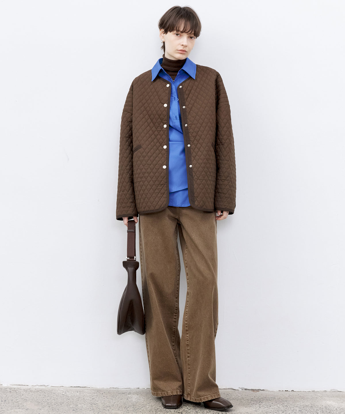 Round Hem Quilted Mid Jacket