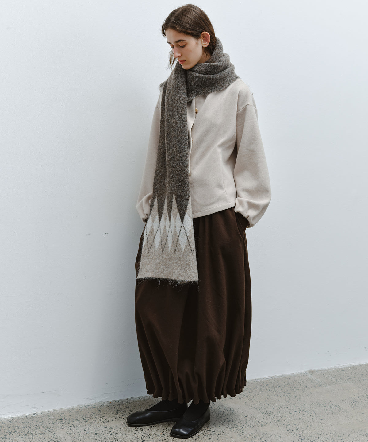 「10月下旬出荷予定」Wool-Like Balloon Flare Skirt