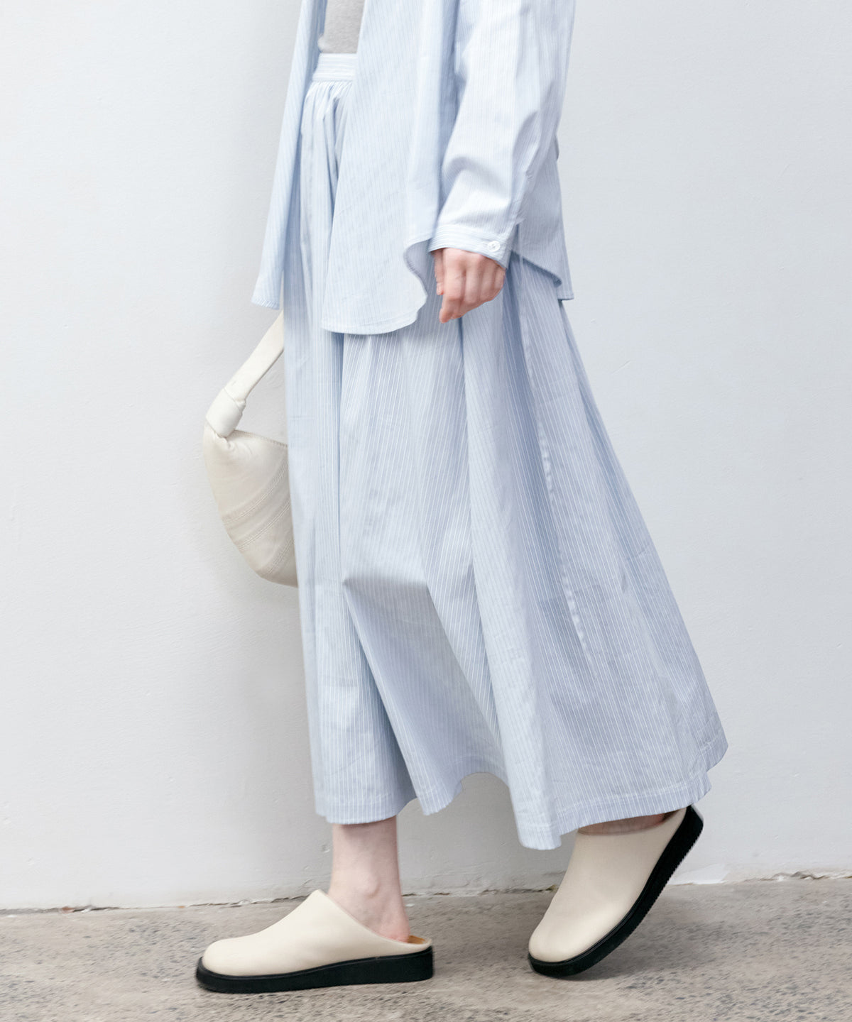 Striped & Checked Gathered Flare Skirt
