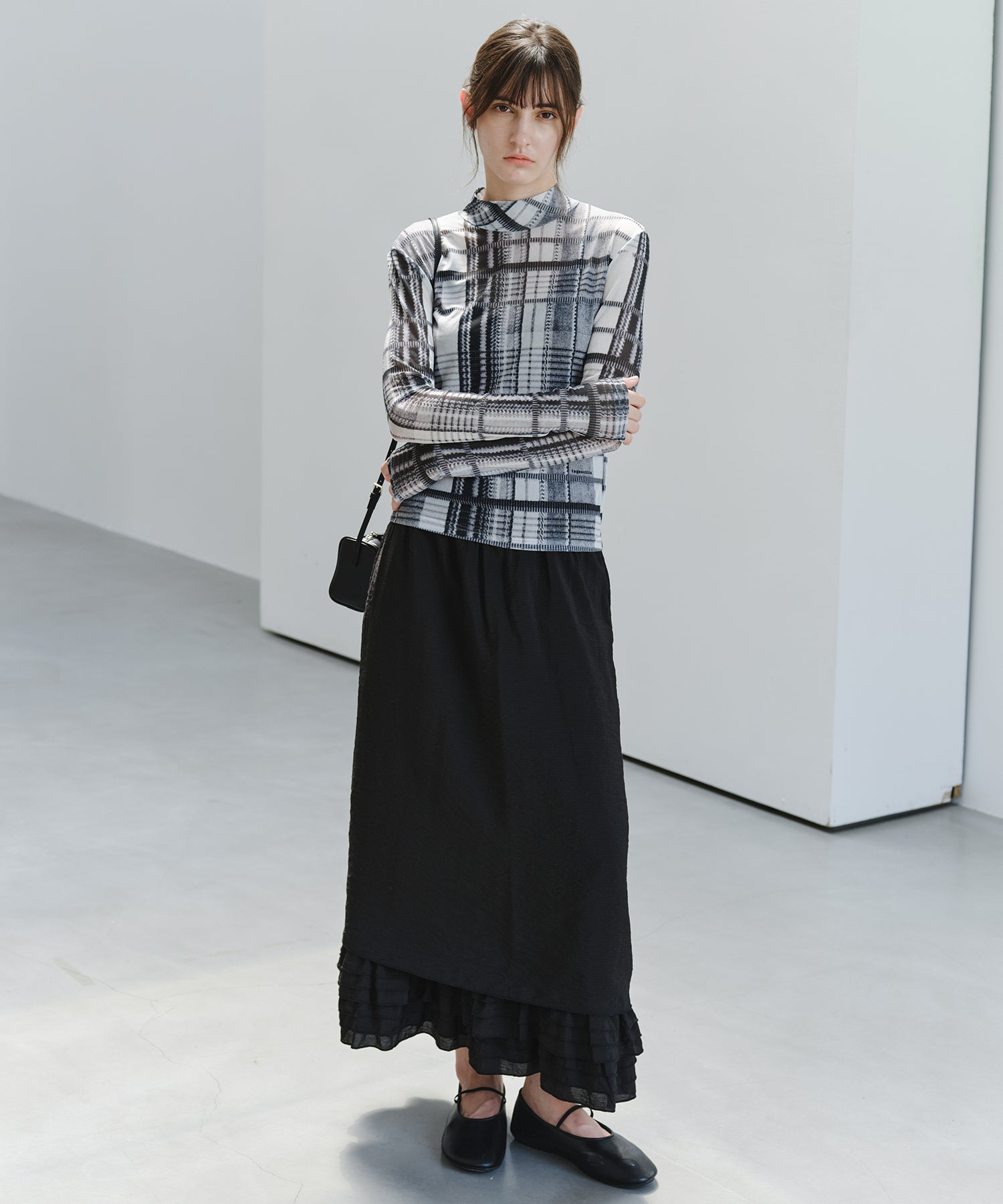 「9月下旬出荷予定」Layered Frill Hem Easy Long Skirt