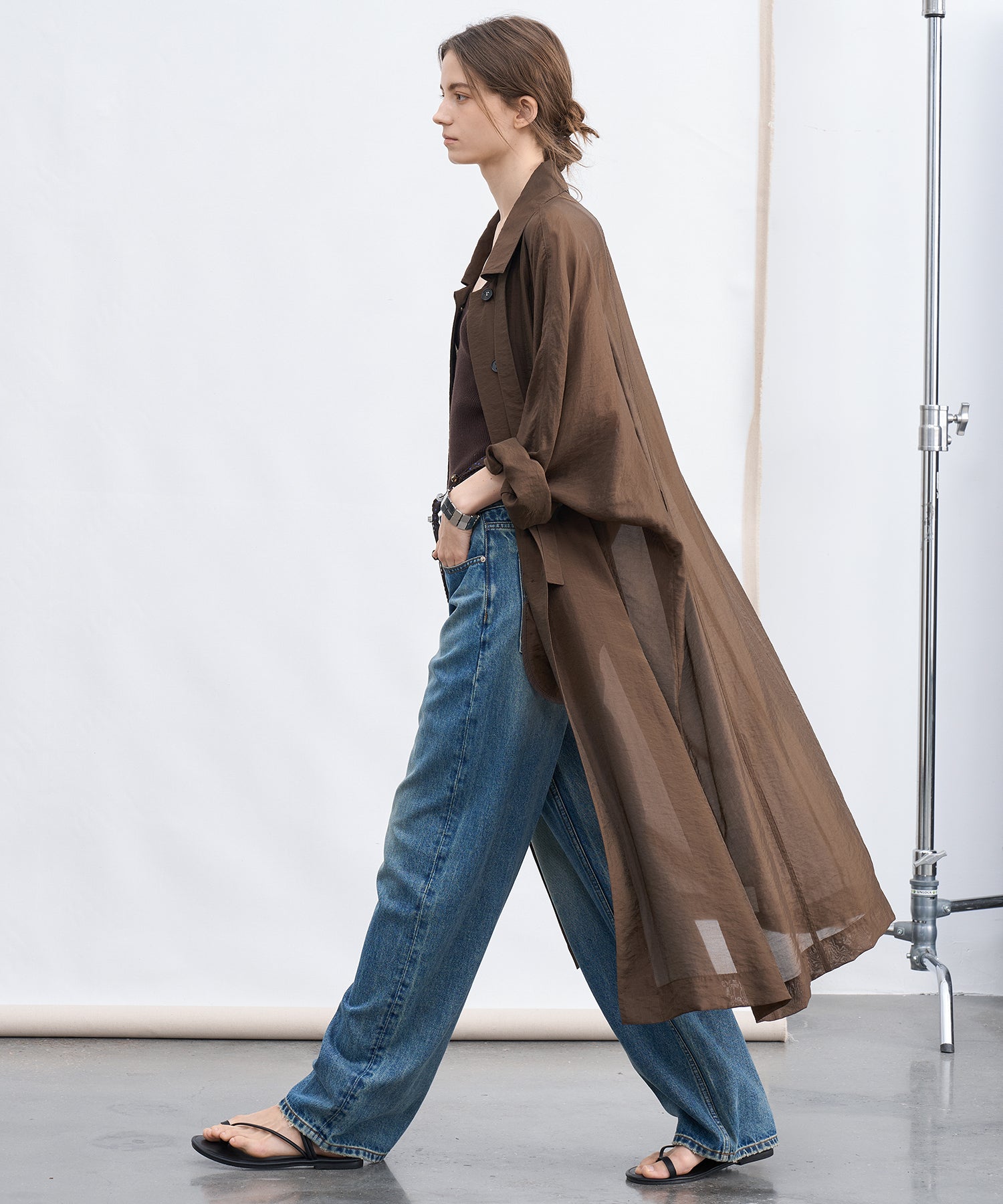 Silk Blend Sheer Long Coat