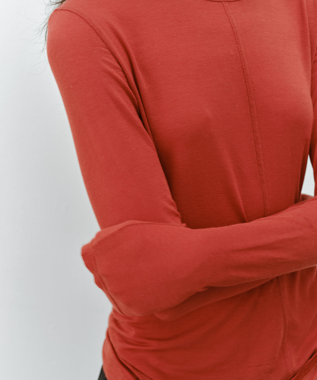 「10月下旬出荷予定」Cashmere-Blend Sheer Mellow Neck Long Sleeve Top