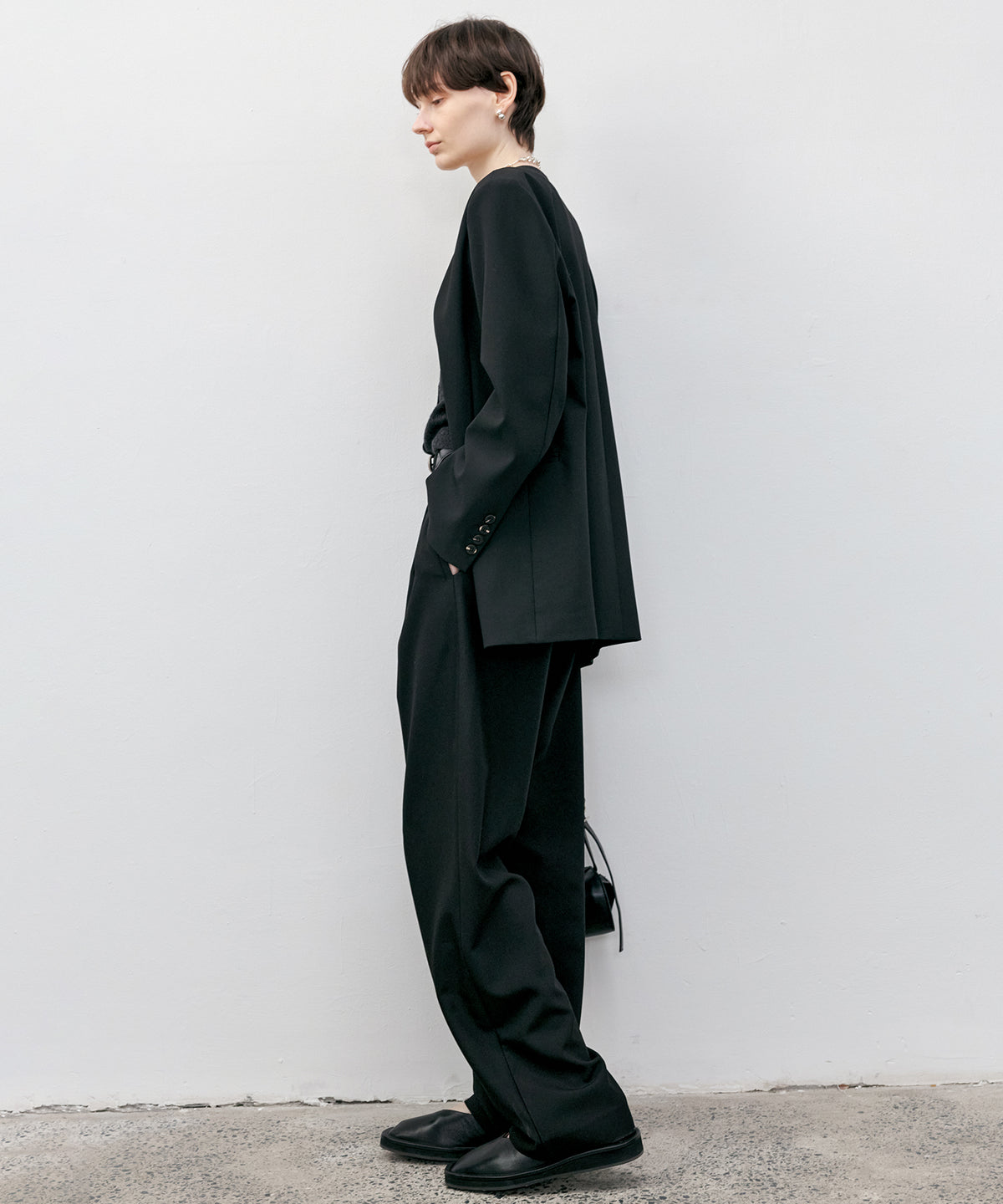 Collarless Oversized Tailored Jacket