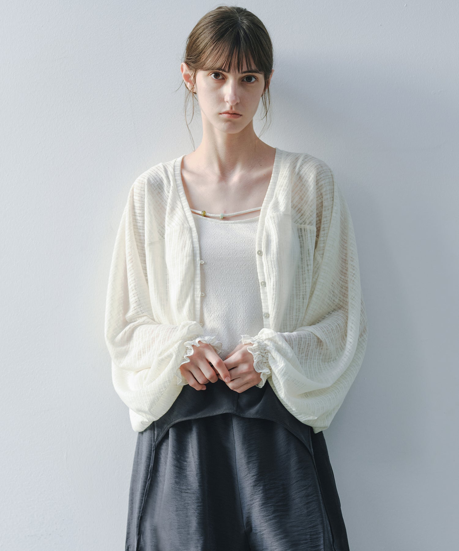 「8月中旬～下旬出荷」Wool Silk Beaded Strap Camisole