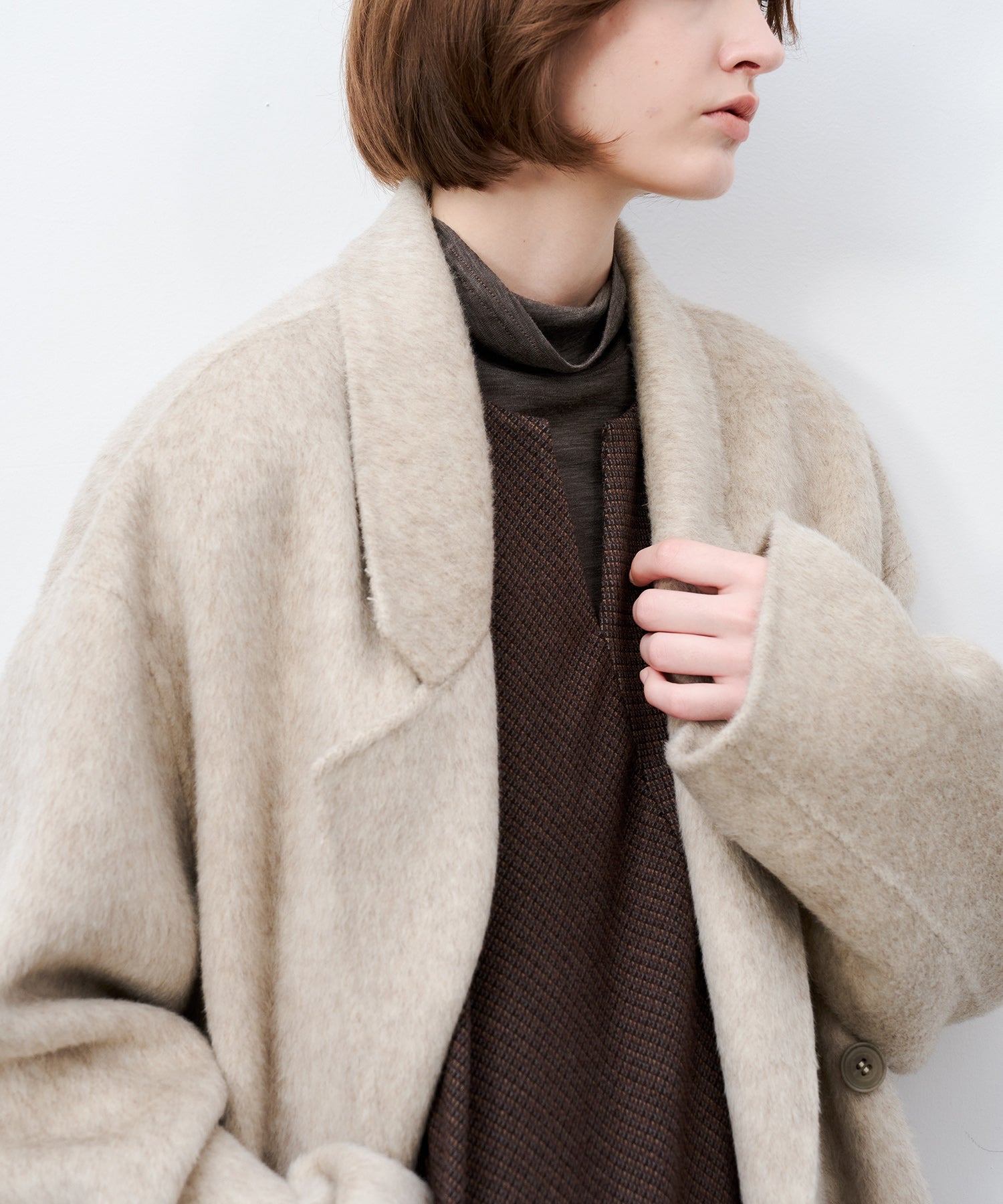 100% Wool Double-Face Long Lapel Oversized Overcoat