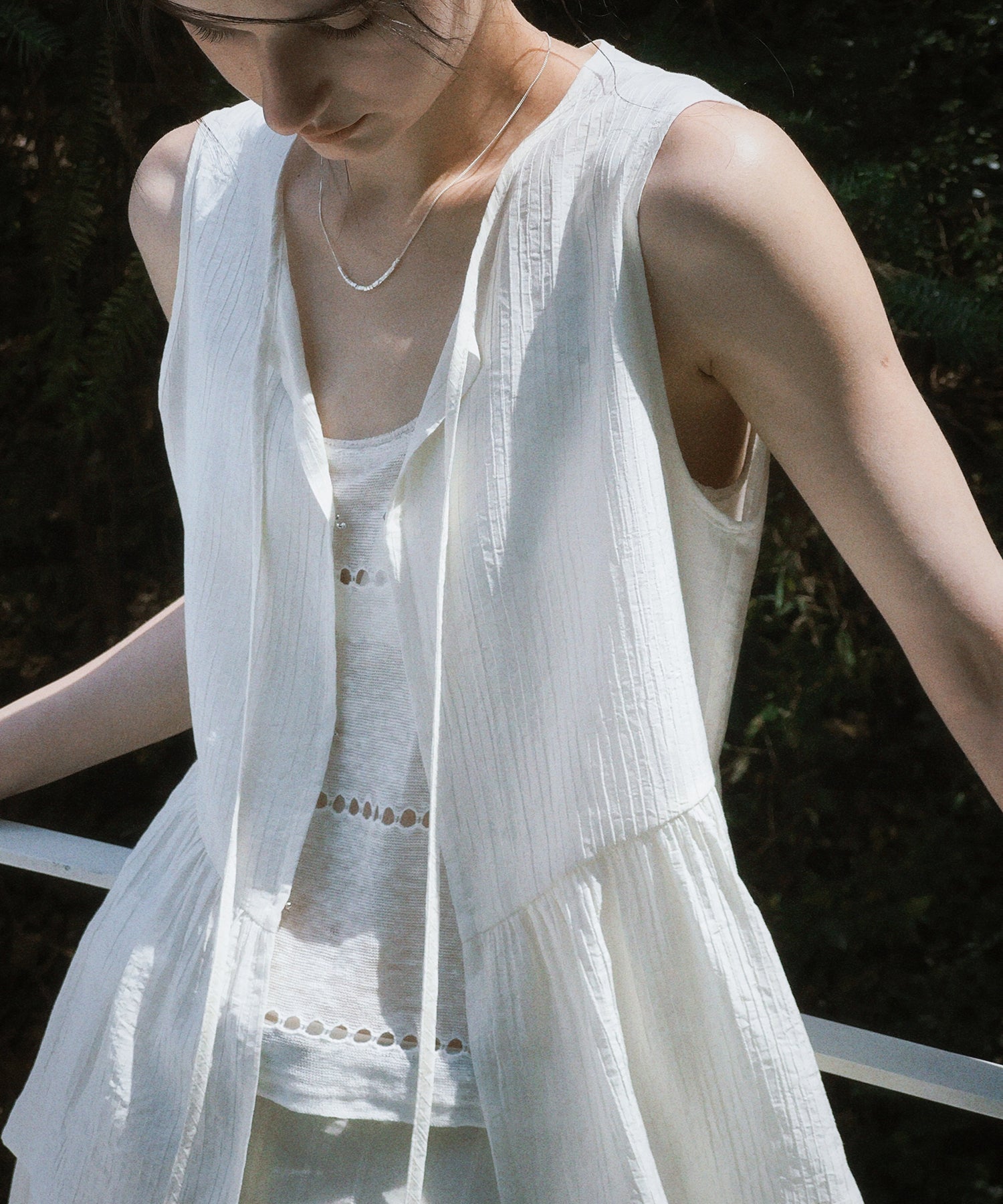 Sleeveless Gathered Blouse Vest