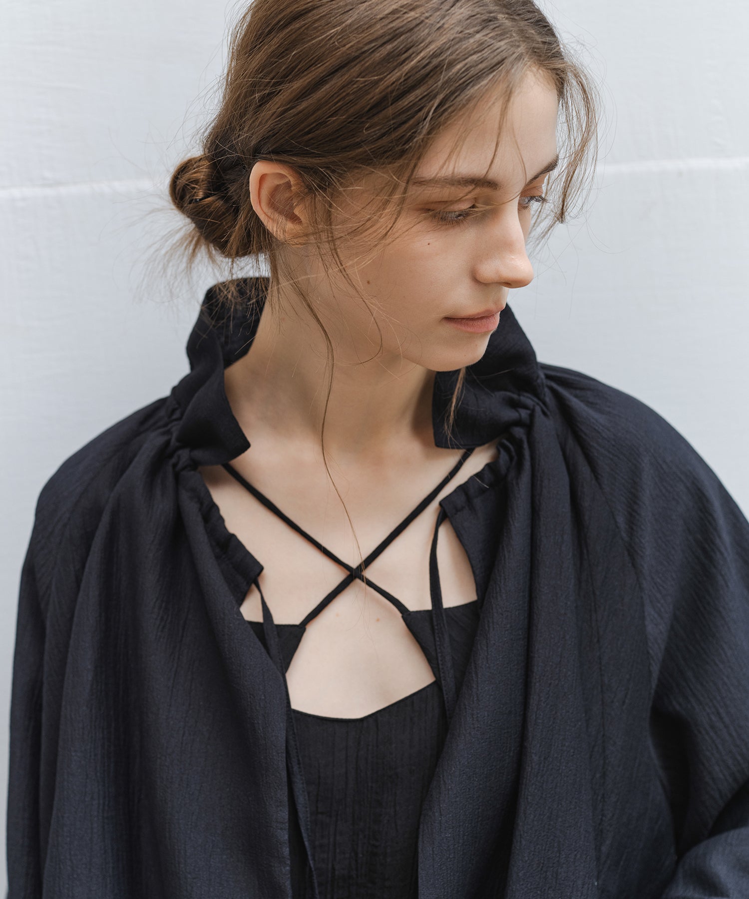 Sheer Gathered Neck Light Jacket