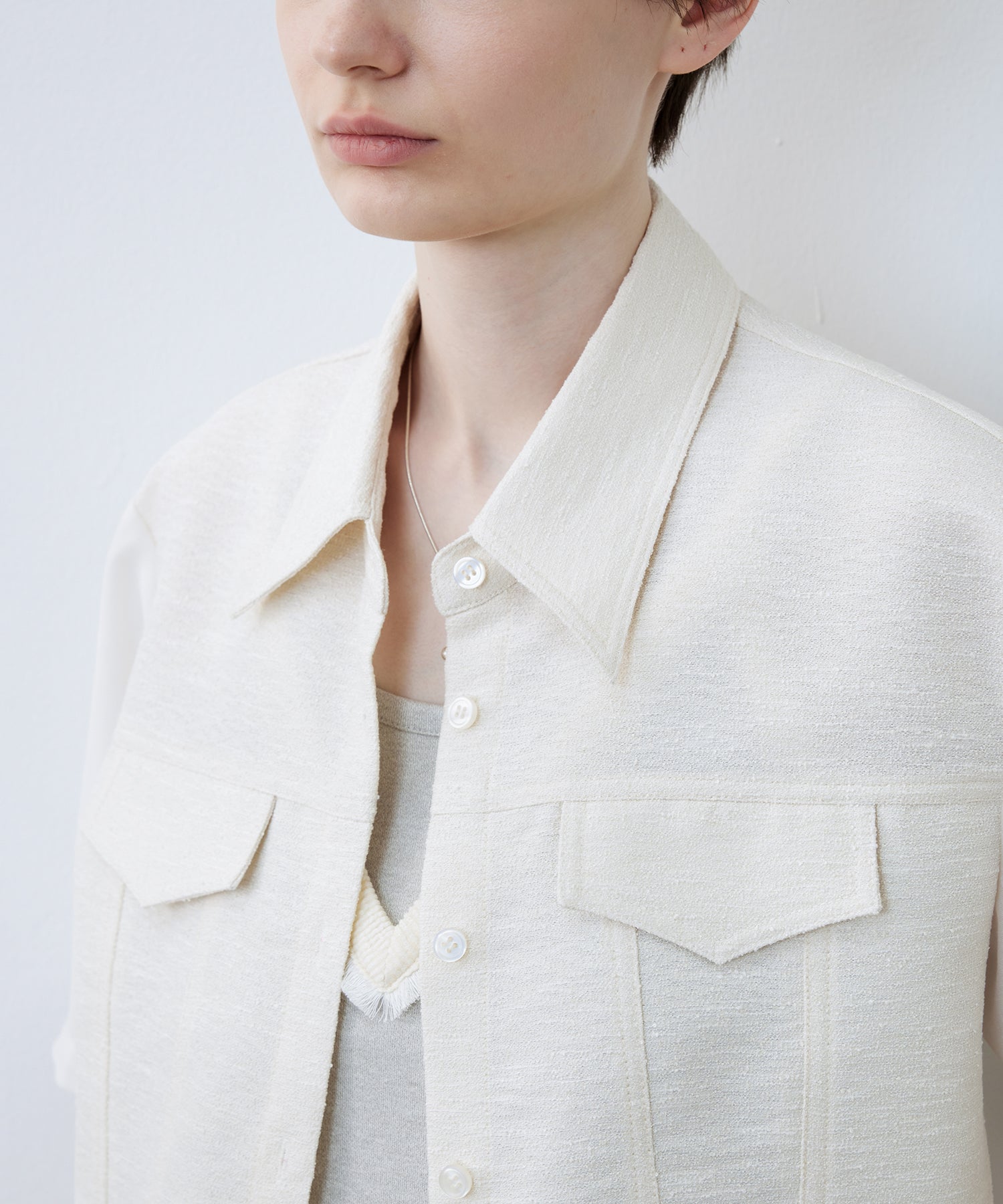 Textured Combo Cropped Shirt