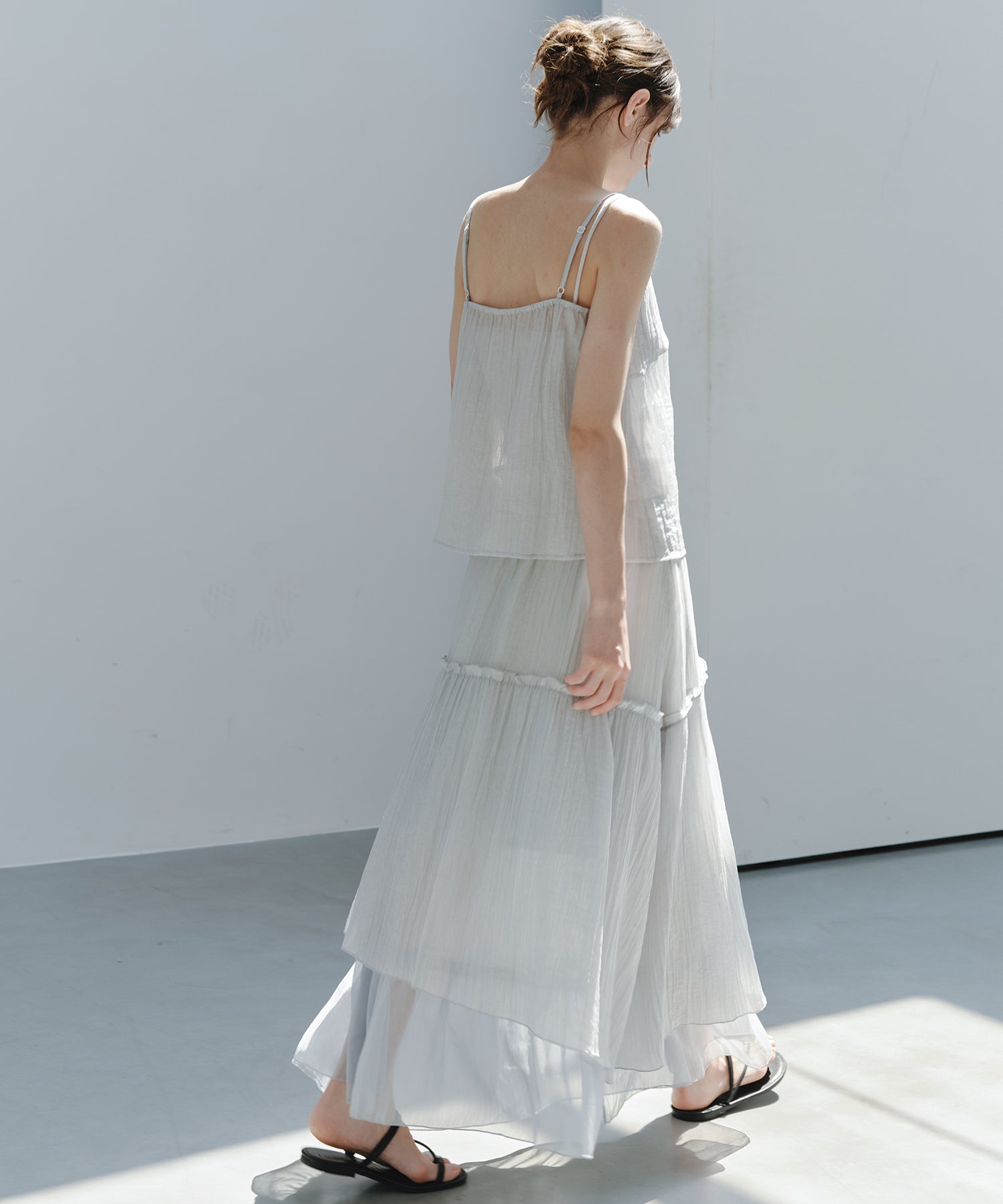 「7月上旬～中旬出荷」Sheer Panel Tiered Flare Skirt