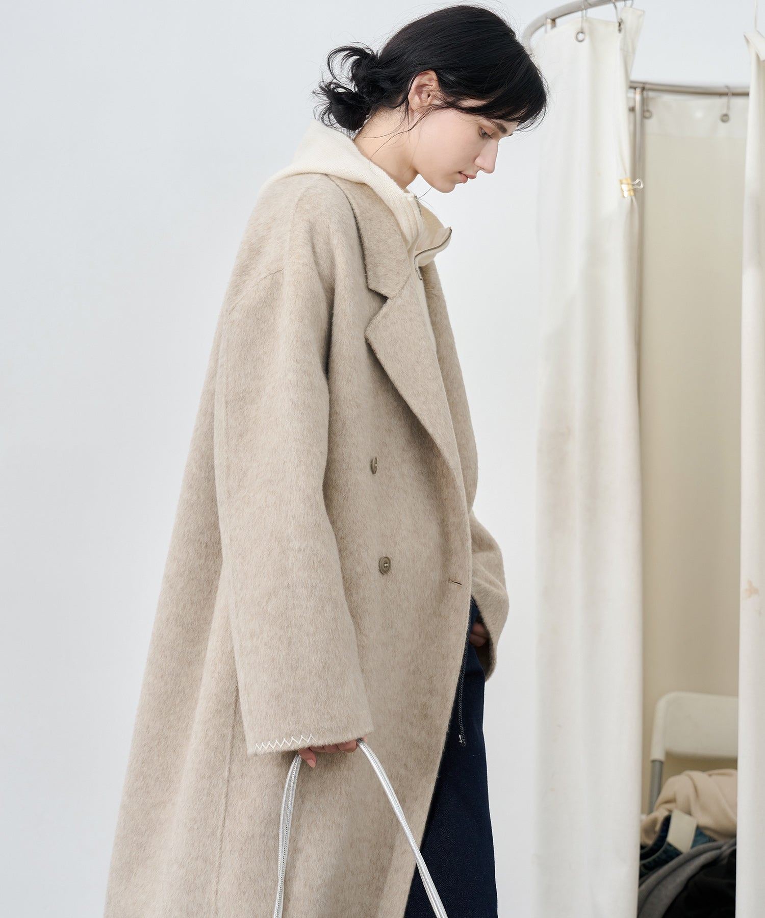 100% Wool Double-Face Long Lapel Oversized Overcoat