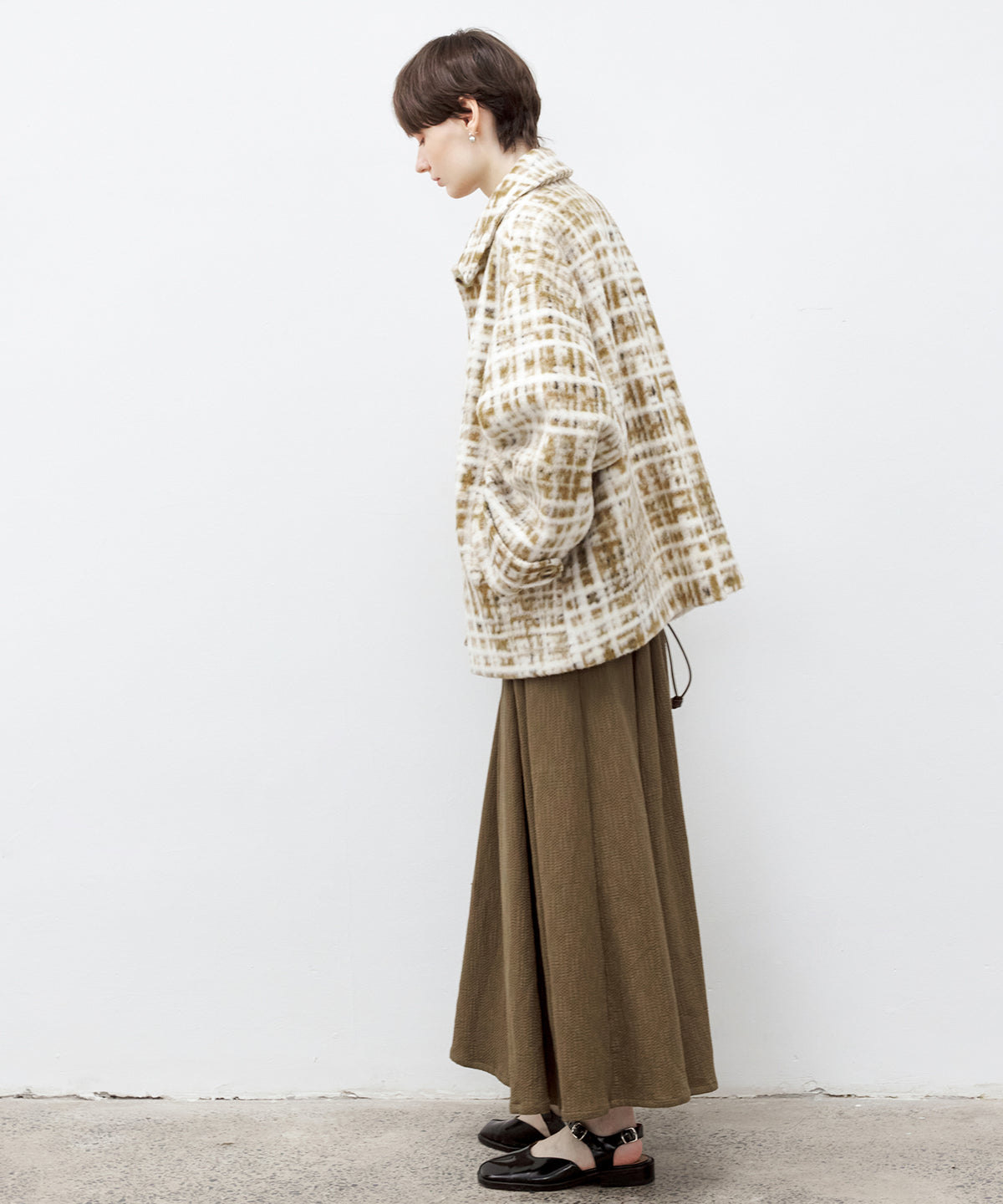 Cotton Tuck Pleated Flare Maxi Skirt