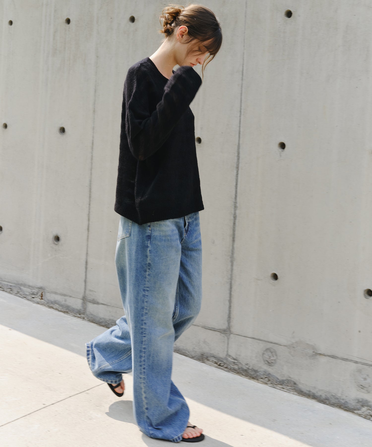 「9月下旬出荷予定」Washed Wide Straight Denim Pants