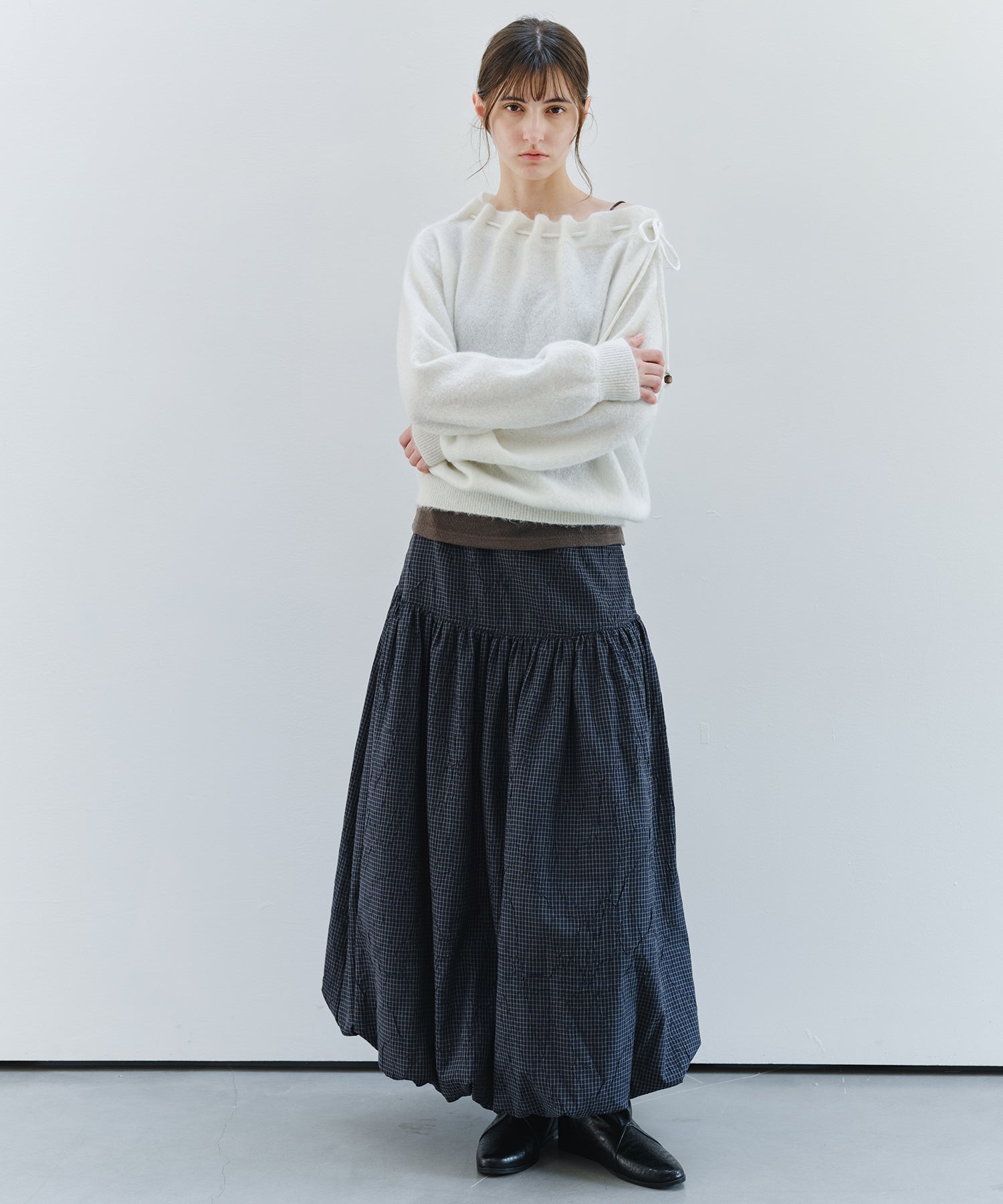 「9月下旬出荷予定」Vintage Check Balloon Long Skirt